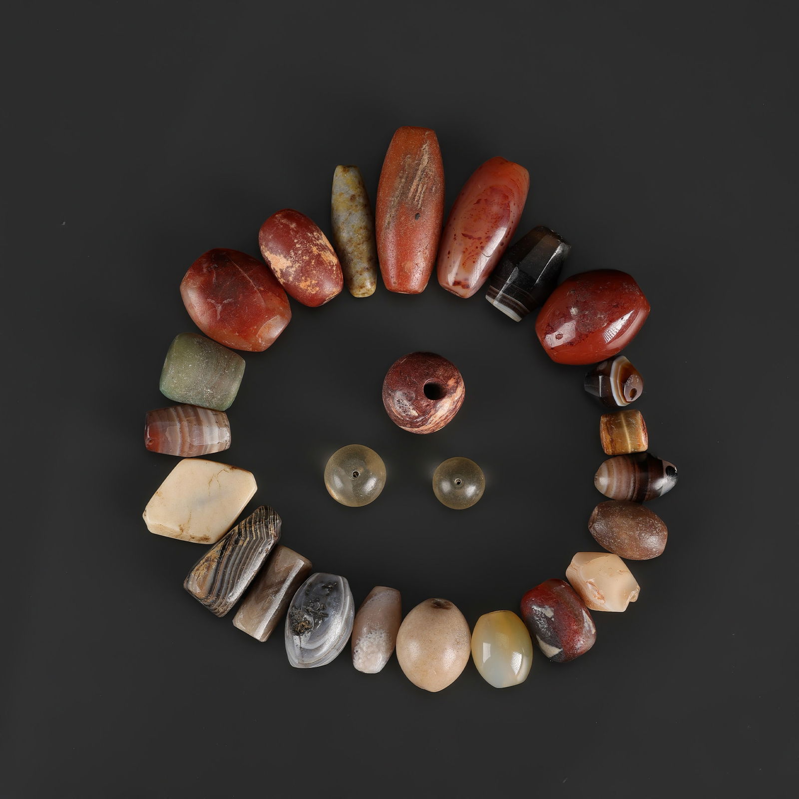 Collection of Antique Agate Stone Beads, Various Shapes and Patterns (1 of 4)