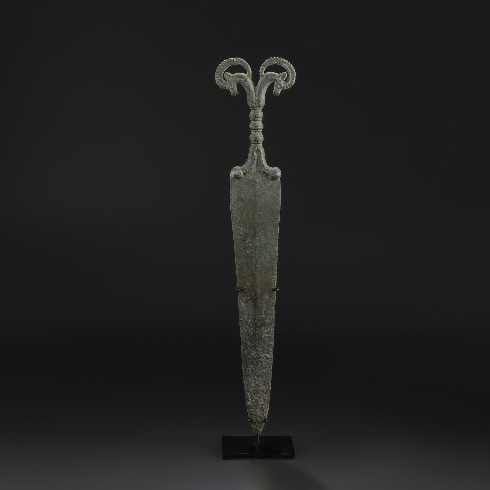 Ancient Luristan Bronze Sword with Two Animal Head Figure (1 of 5)
