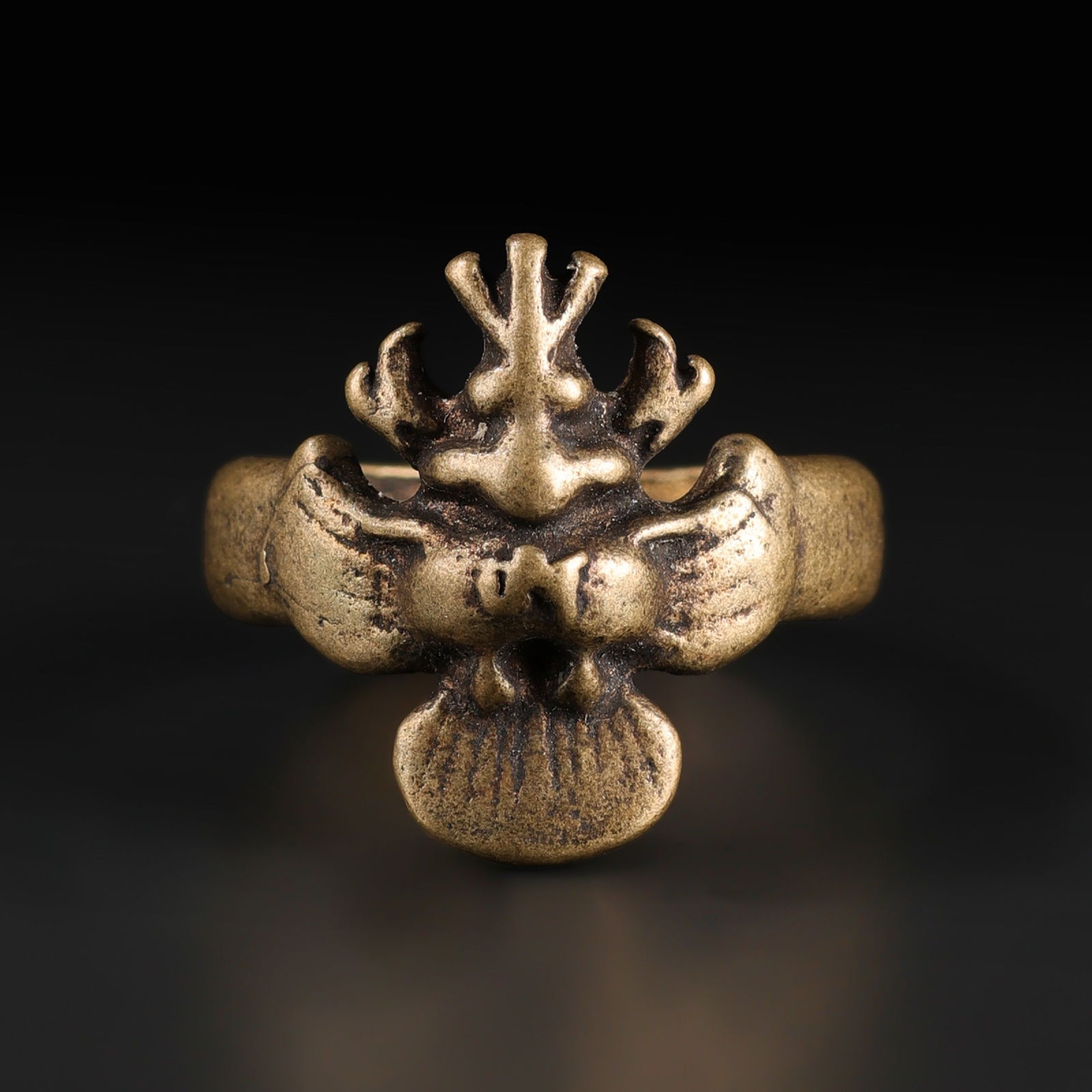 Tibetan Buddhist Bronze Talisman Ring with Garuda Motif (1 of 5)