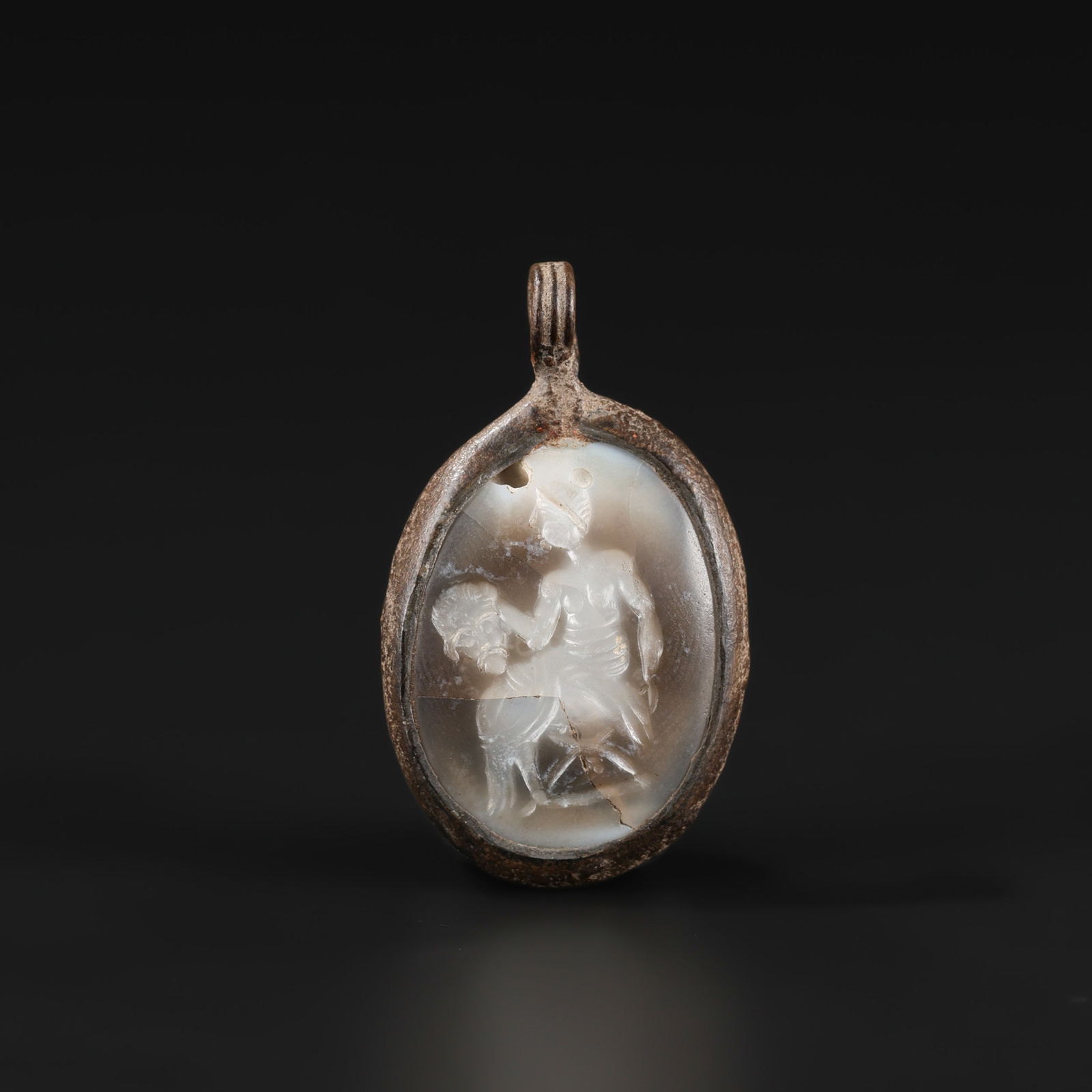 Old Ancient Jewelry Human Figure Carved On Agate Stamp Pendant Greek's Empire (1 of 5)