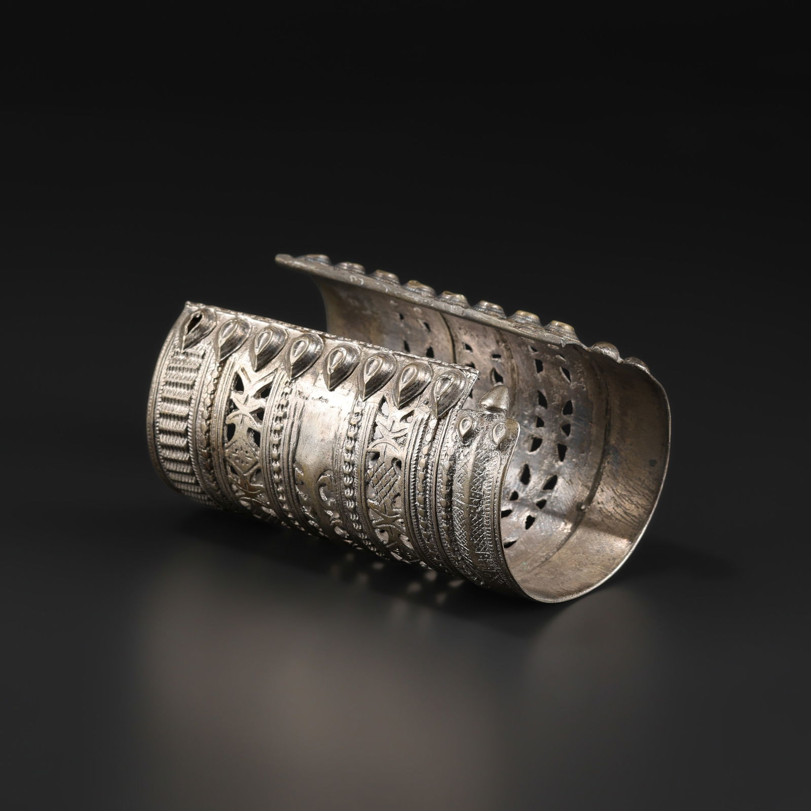 Vintage Jewelry Antique Hand Made Old Silver Kuchi Bracelet Dowry Gift Cuff (1 of 5)