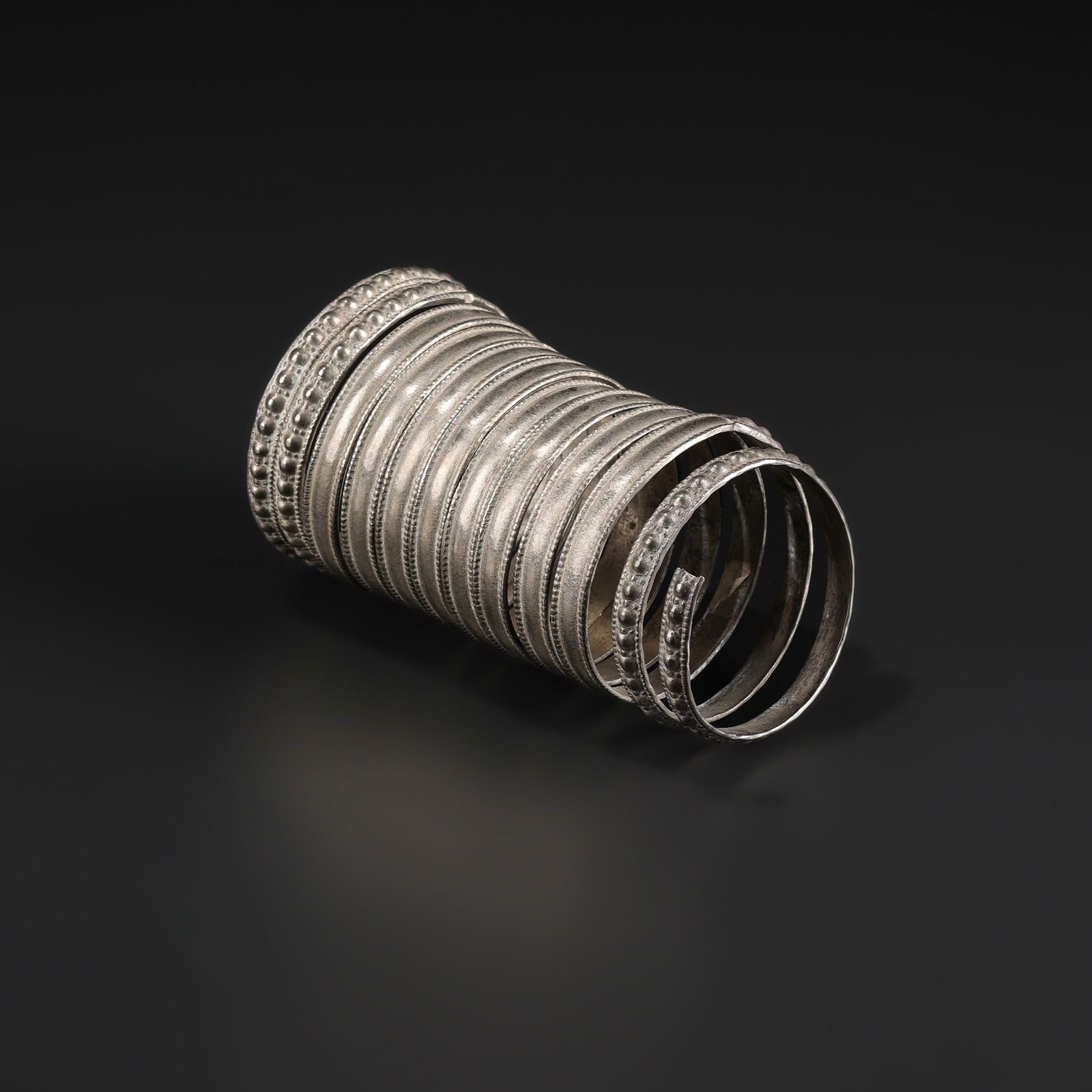 Hand Made Vintage Sindhi Silver Springy Cuffs Bangle Bracelet Trible Old Jewelry (1 of 5)