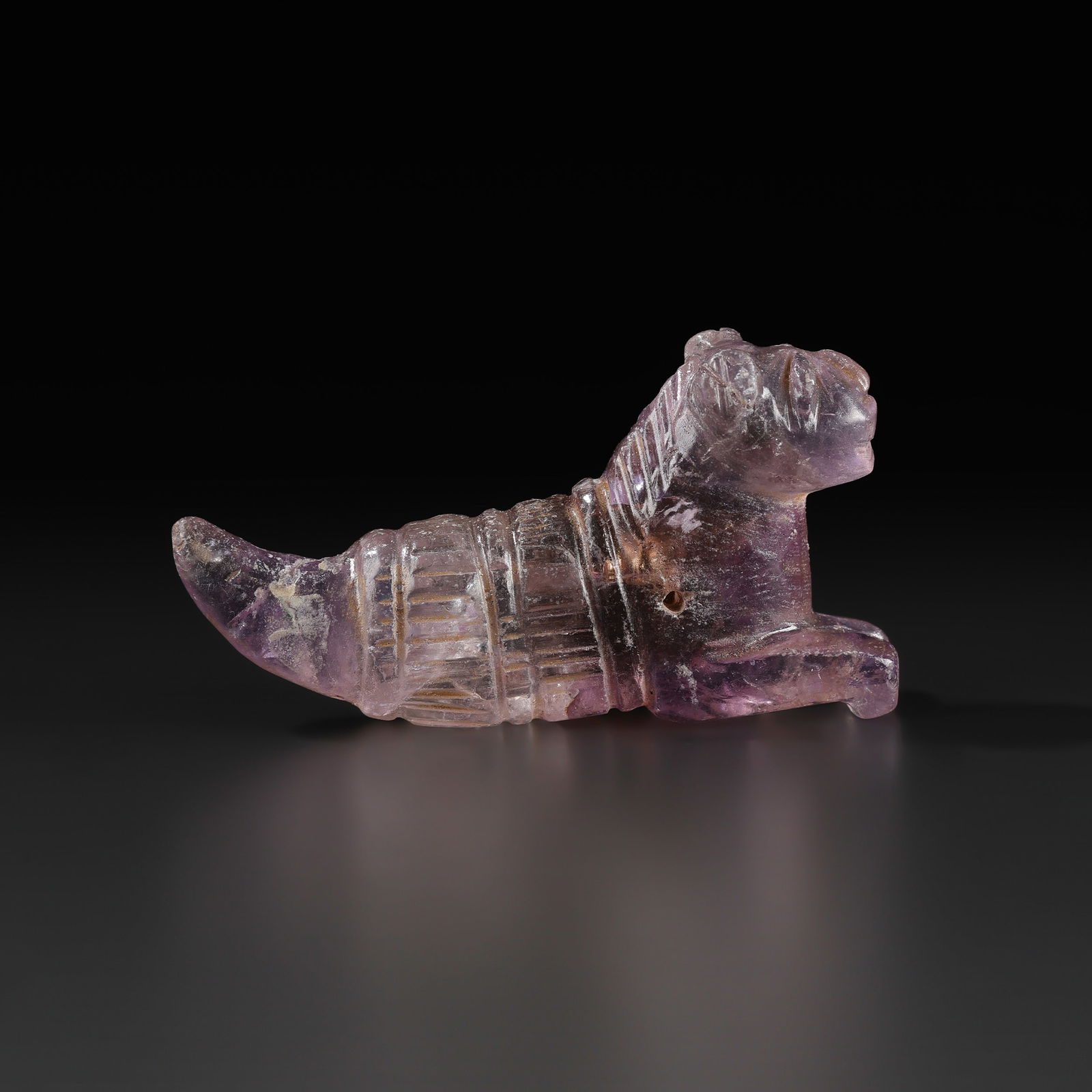 Ancient Pyu Culture South East Asian Burmese Art Amethyst Tiger Figure Old Bead (1 of 5)