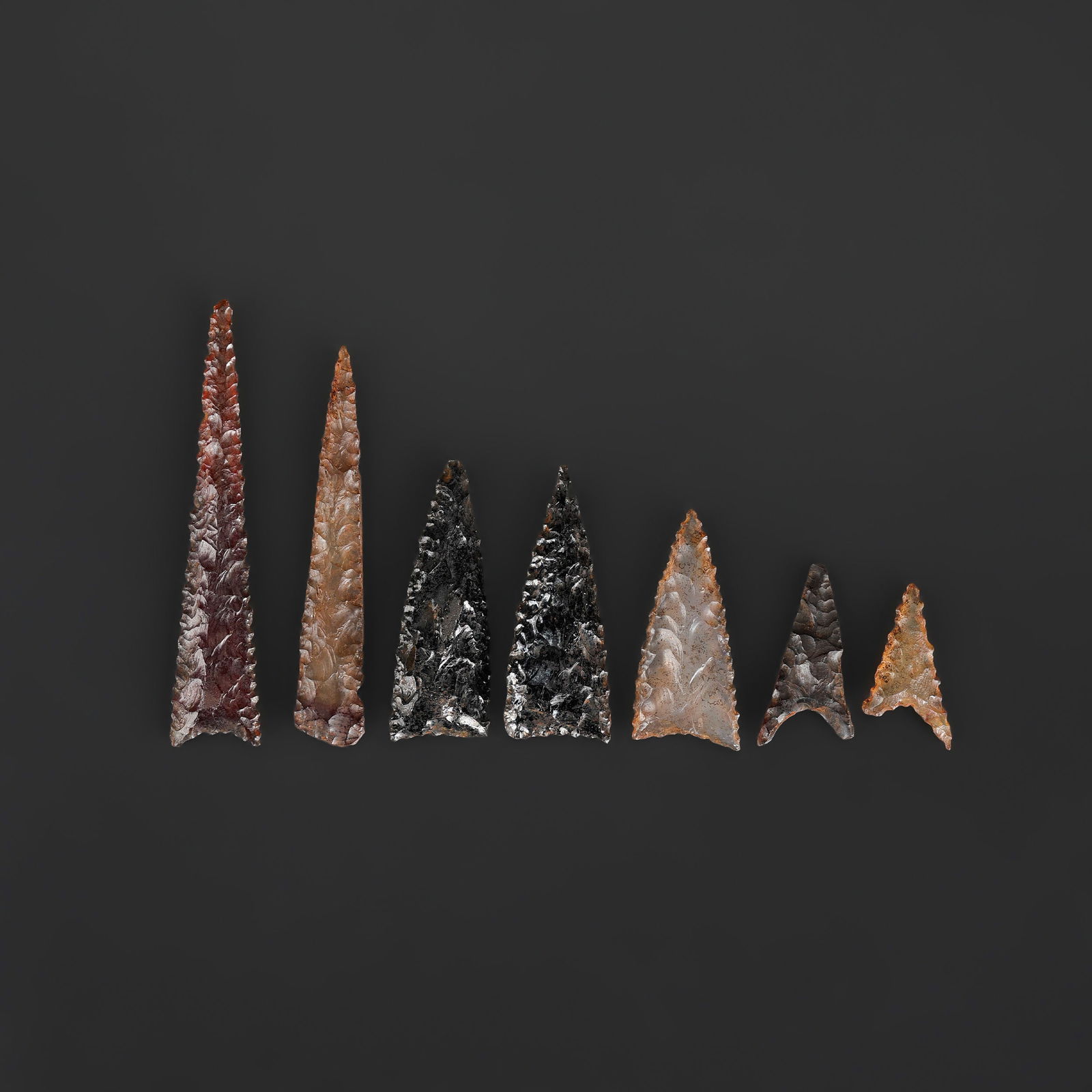 Ancient Collecttion of Agate and Black Agate Arrowheads (1 of 4)