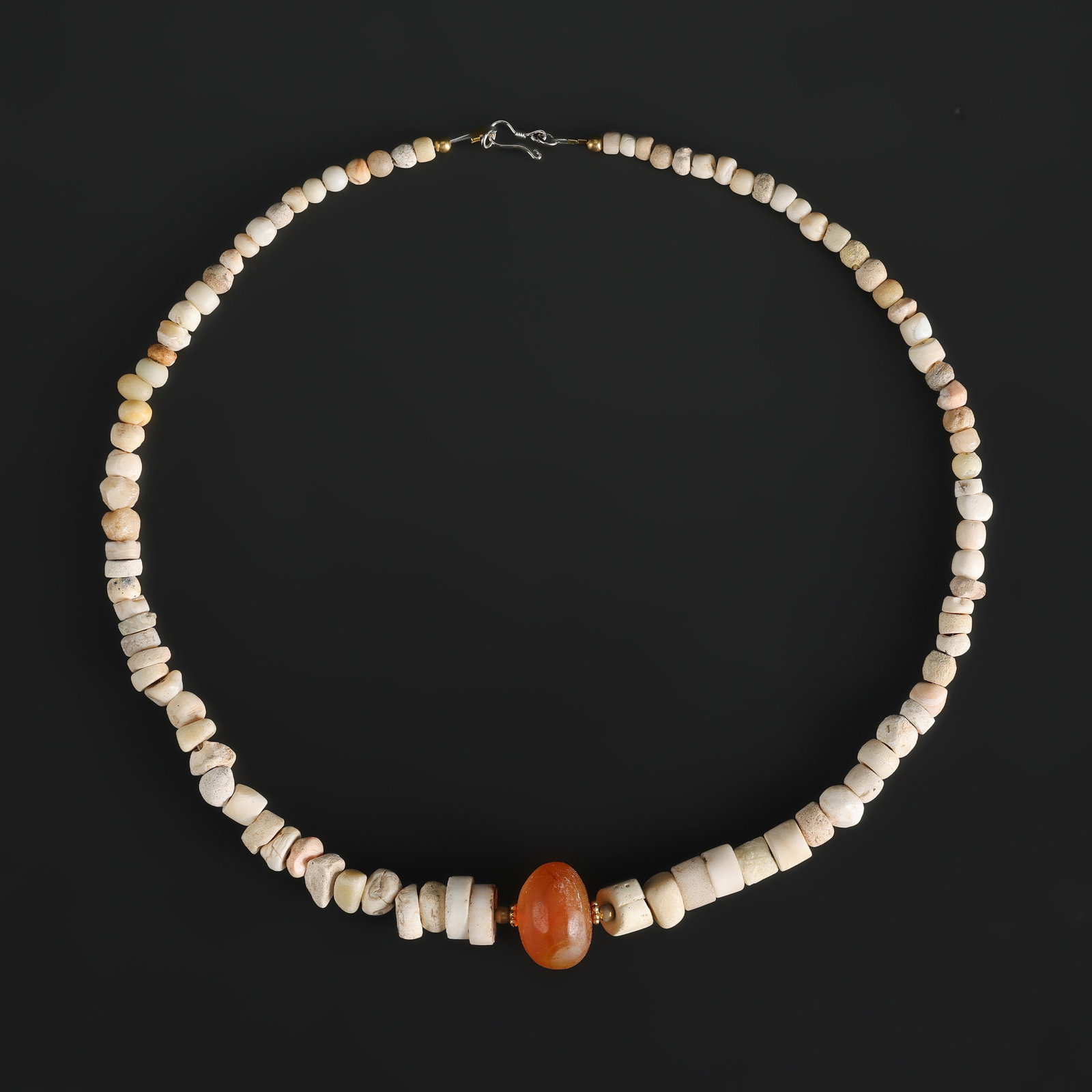 Old Mixed Shell Beads and Carnelian Bead Necklace: Old Mixed Shell Beads and Carnelian Bead Necklace Length: 22in Total Weight: 66gram