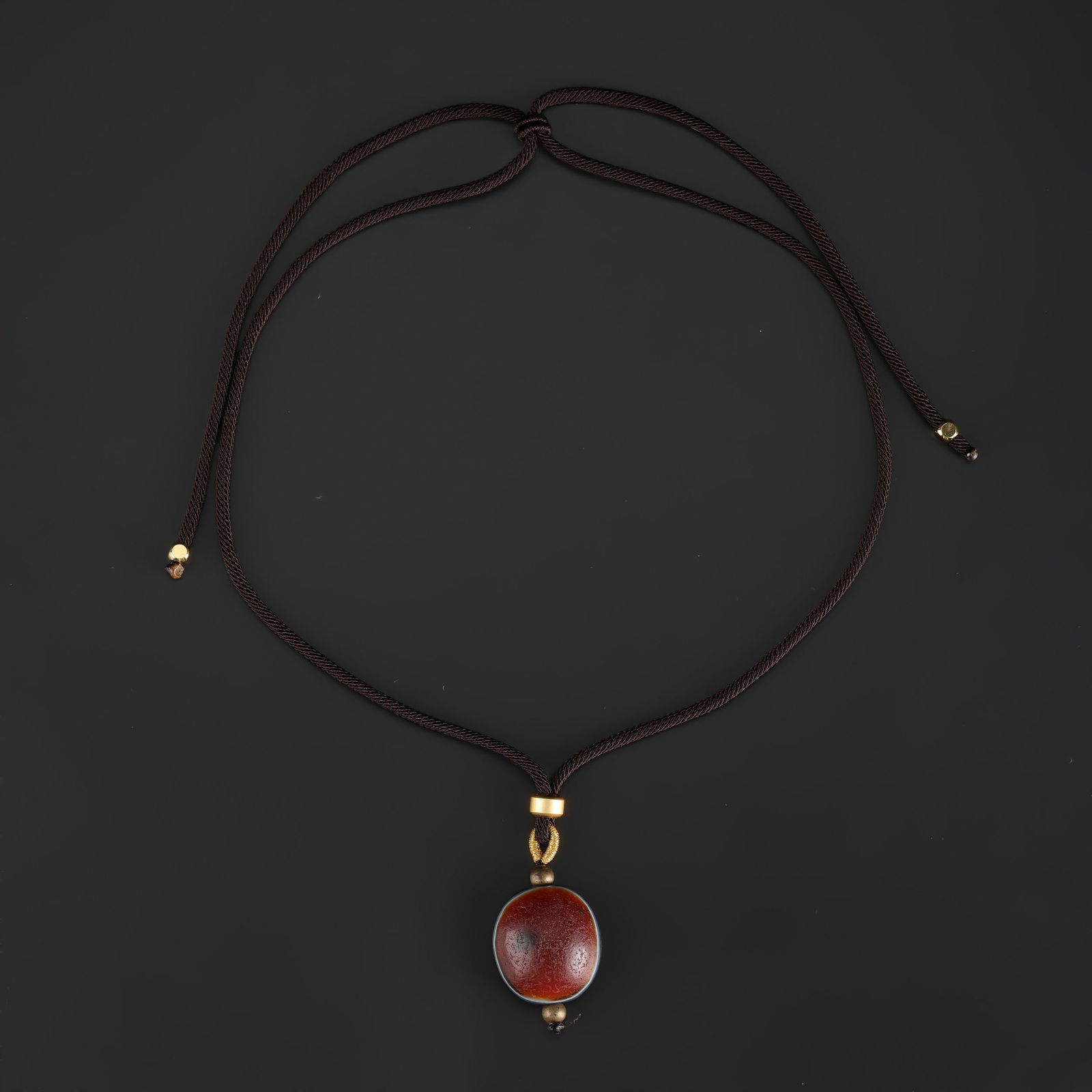 Old Luk Milk Eye Agate Amulet Bead with Adjustable String: Old Luk Milk Eye Agate Amulet Bead with Adjustable String Length: 21in Total Weight: 13gram