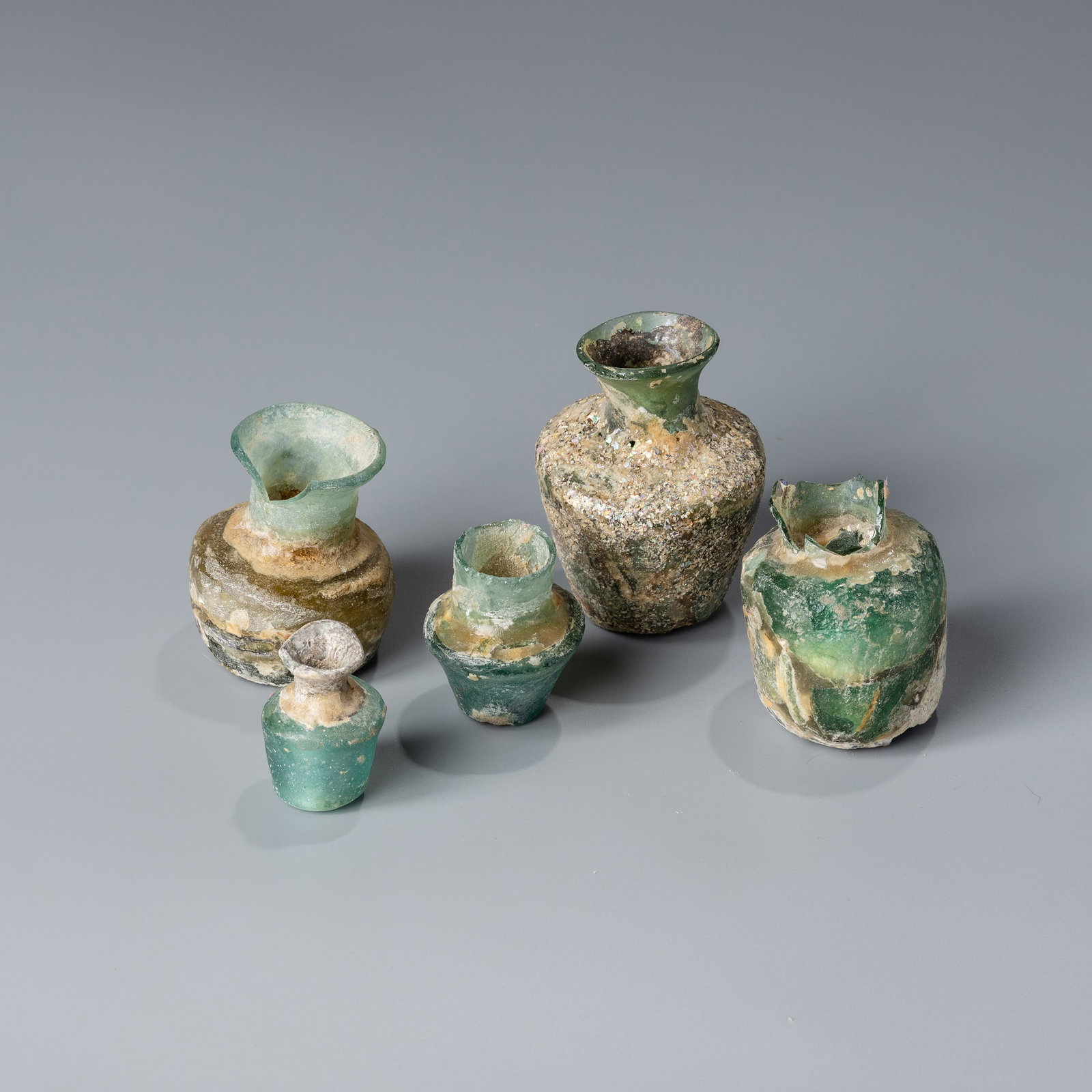 Ancient Roman Glass Perfume Bottles Lot: Ancient Roman Glass Perfume Bottles Lot Total Weight: 212gram