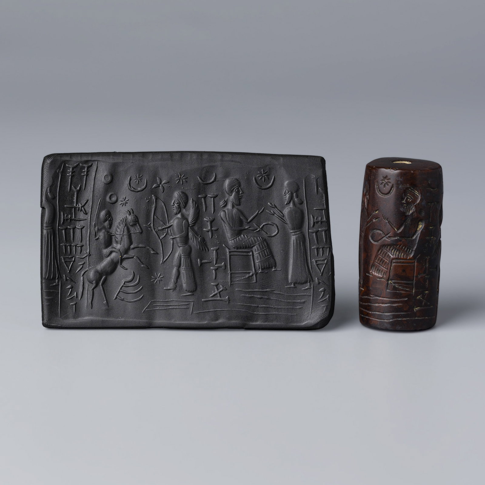Near Eastern Bactrian Sasanian Stone Cylinder Seal Bead: Near Eastern Bactrian Sasanian Stone Cylinder Seal Bead Size Detail: 2.5 x 5.1cm Weight: 60gram