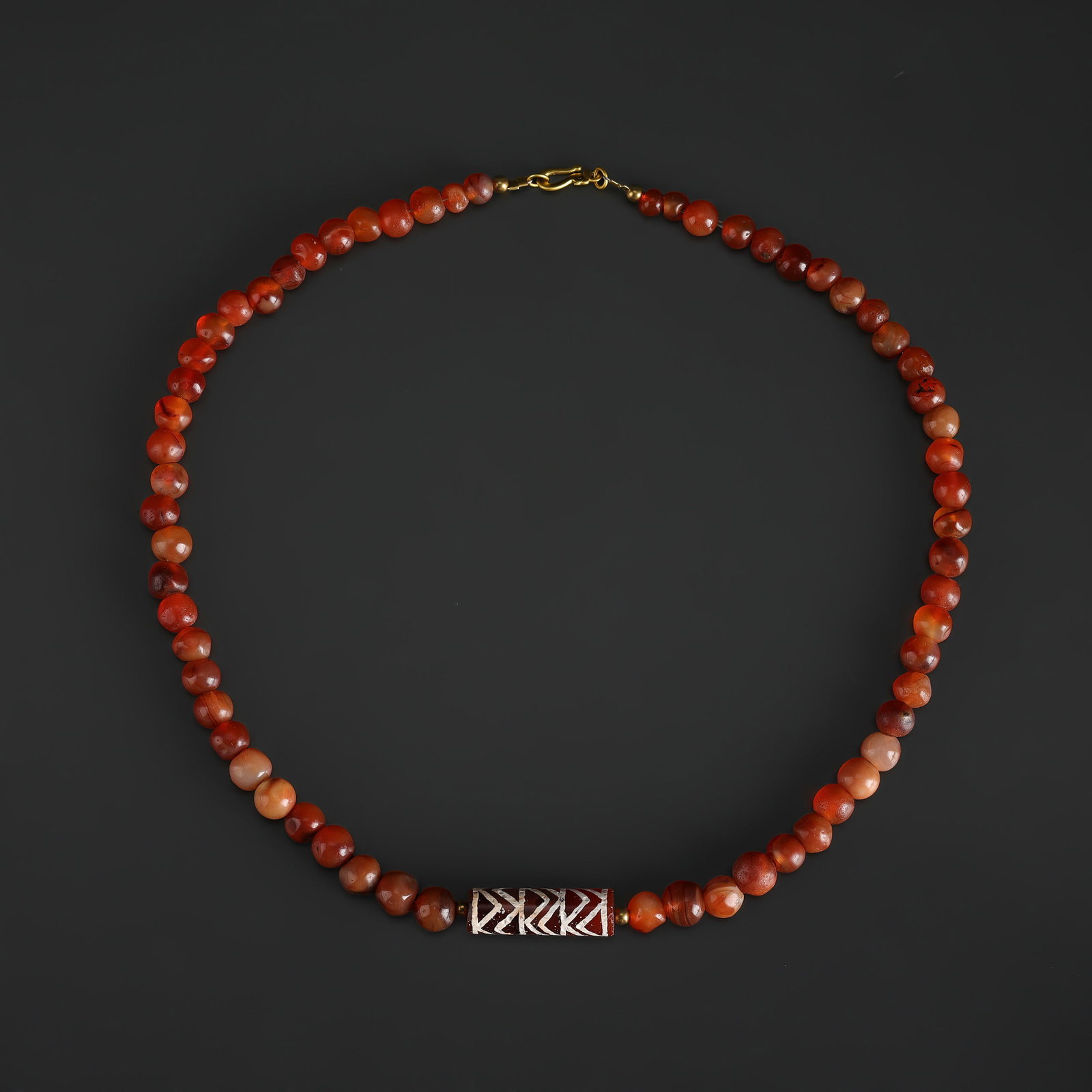 Collection of Antique Old Carnelian Beads Necklace with Etched Carnelian Bead Pendant (1 of 4)
