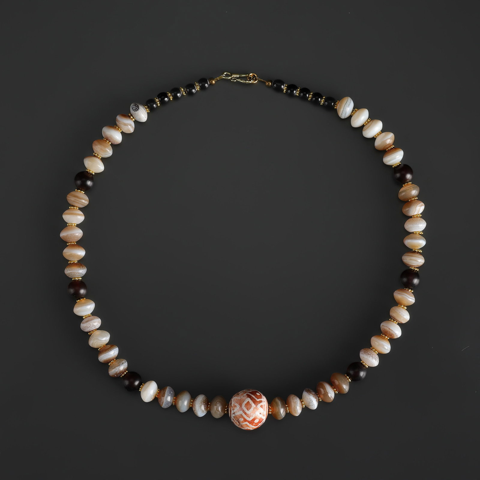 Collection of Antique Mix Material Old Agate Beads Necklace: Collection of Antique Mix Material Old Agate Beads Necklace Length: 23in Total Weight: 92gram