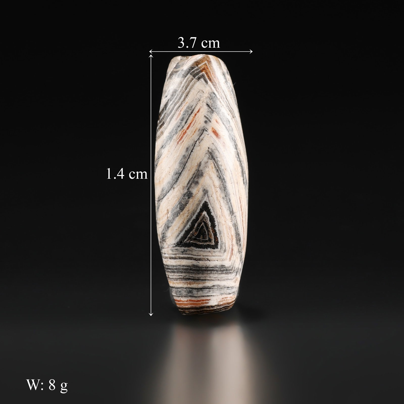 Old Ancient Unique Triangular Pattern Banded Agate Amulet Bead - 4