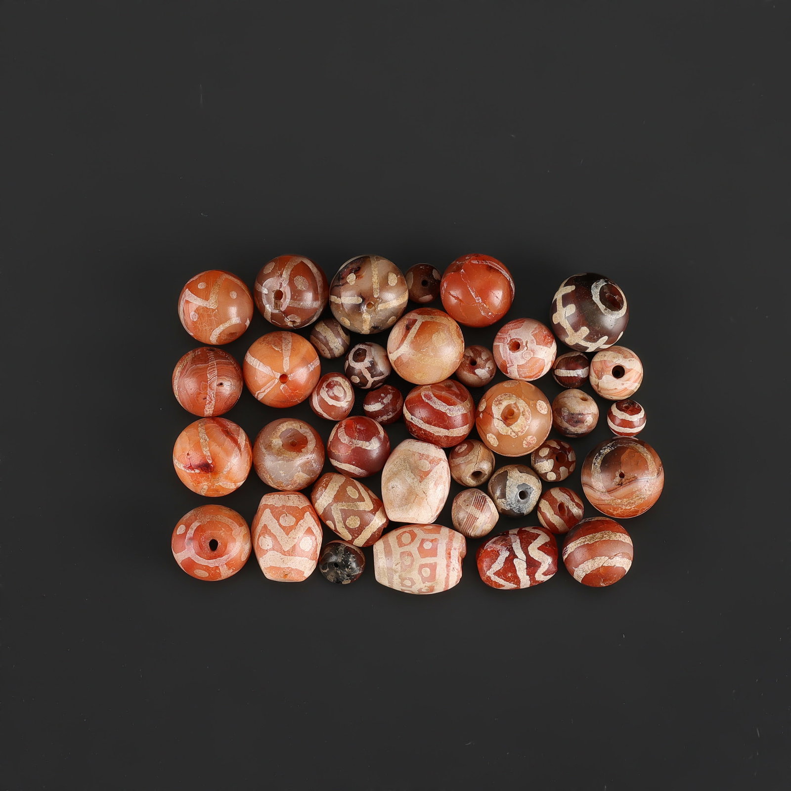 Collection of Antique Old Etched Carnellian Beads Lot (1 of 4)