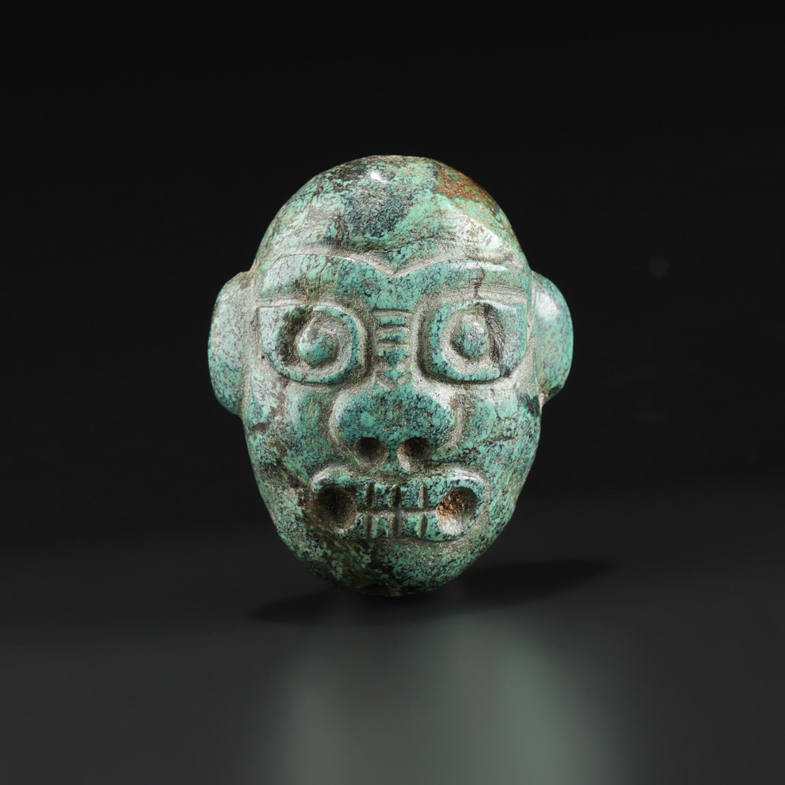 Chinese Hongshan Culture Turquoise Hand Carved Bead Pendant: Chinese Hongshan Culture Turquoise Hand Carved Bead Pendant Size Detail: 2.3 x 2.8cm Weight: 11gram
