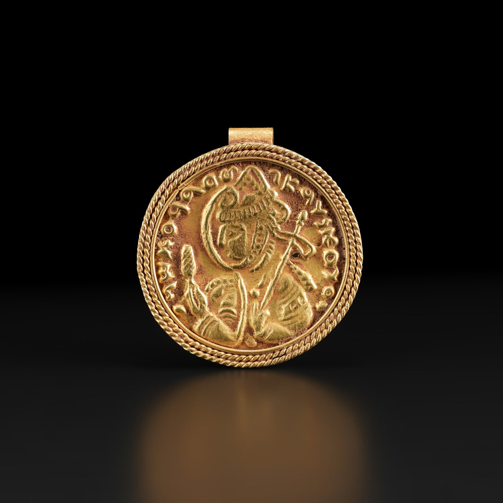 Rare Ancient 18K Gold Dinar Kushan Empire Coin Pendant (1 of 5)