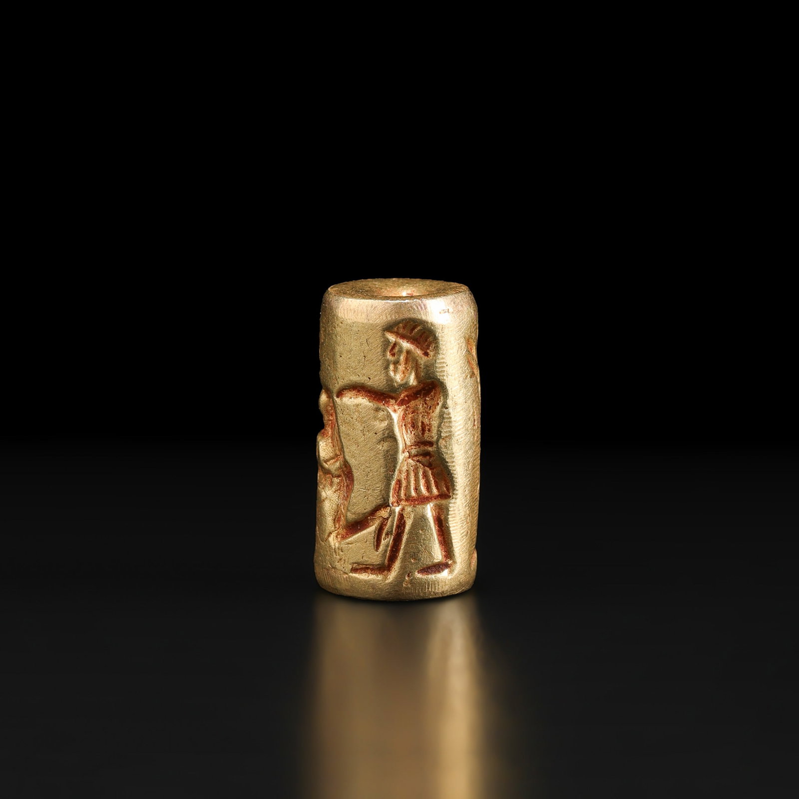 Ancient Intaglio Seal Cylinder 18K Gold Pendant (1 of 6)