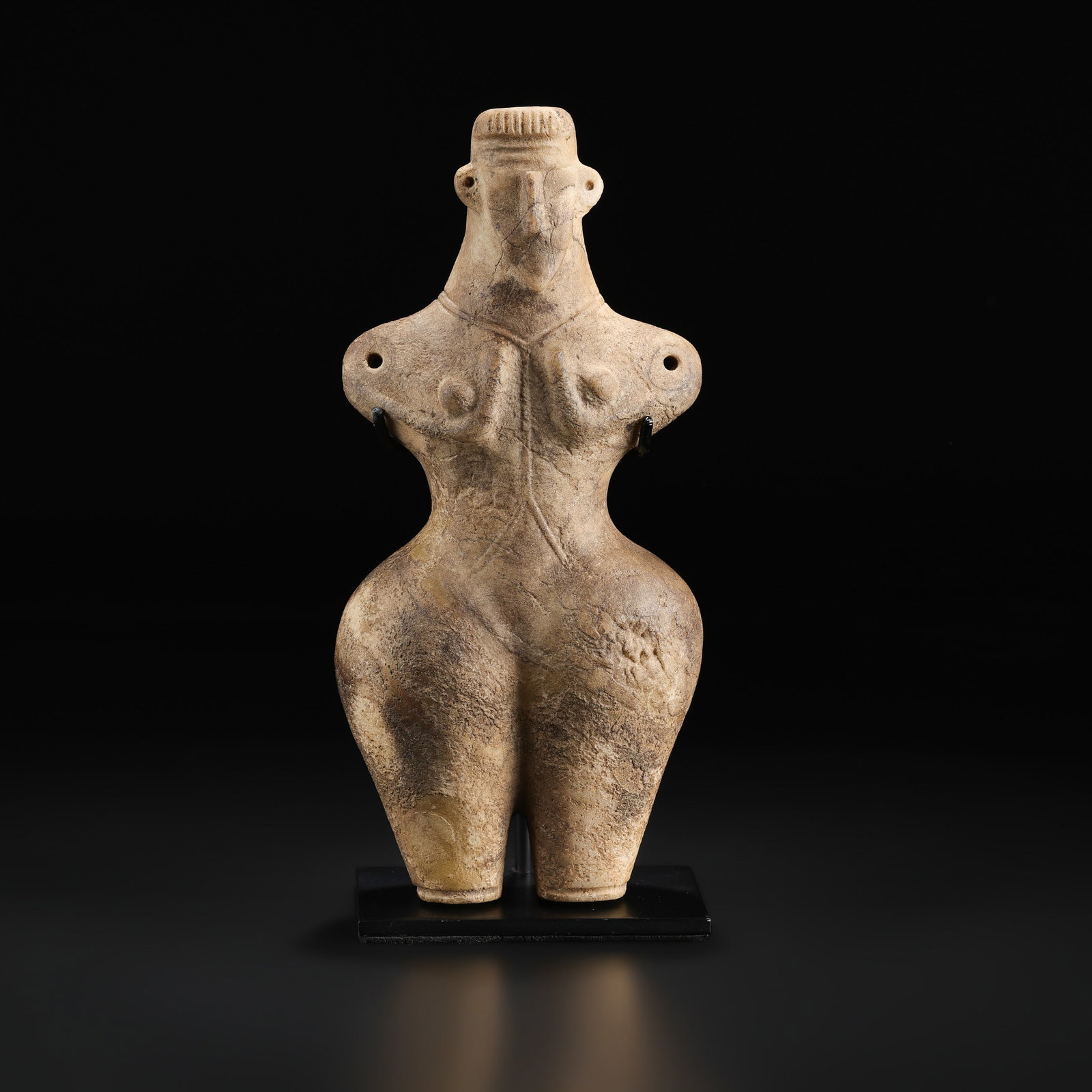 Ancient Near East Stone Carved Female Statuette: Fine Stone Ancient Near East Stone Carved Female Statuette. A desirable auction piece showing attractive natural color, texture, and character. Well suited for ancient stone and bead collectors, displ
