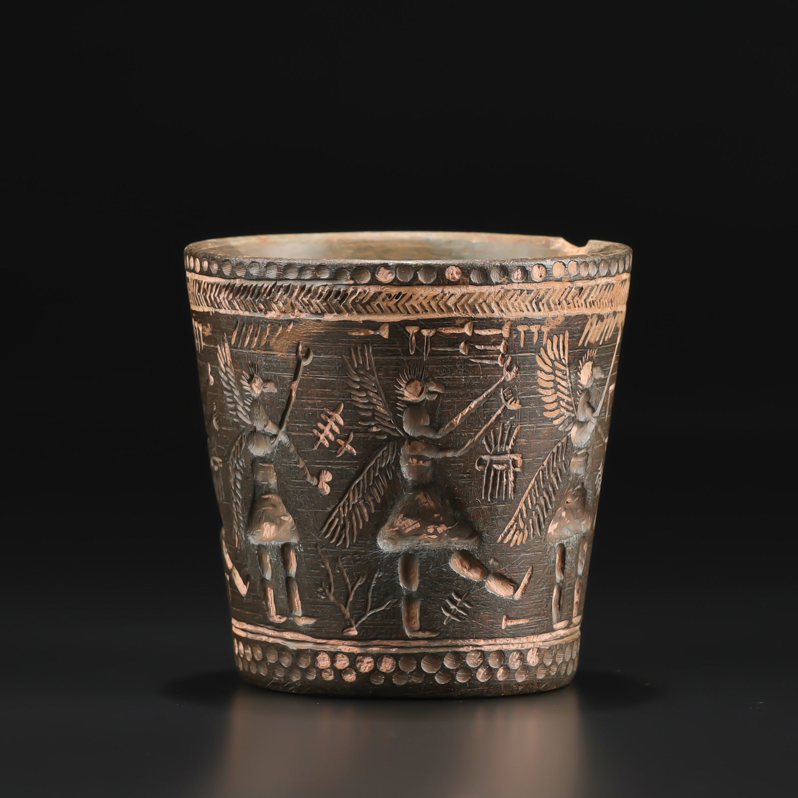 Bactrian Antique Near Eastern Asian Stone Decorated Drinking Vessel Cup (1 of 5)