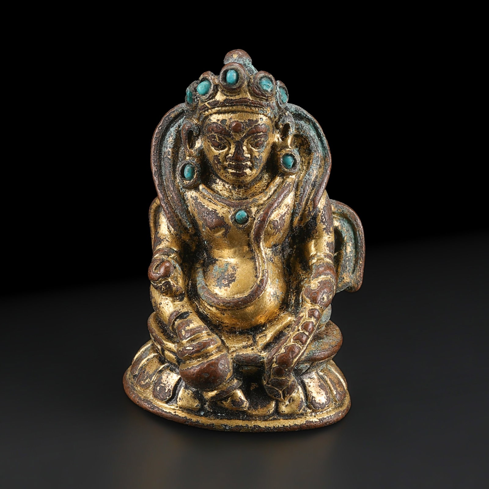 Tibetan Gilt Bronze Statue of Sita Jambhala Amulet (1 of 5)