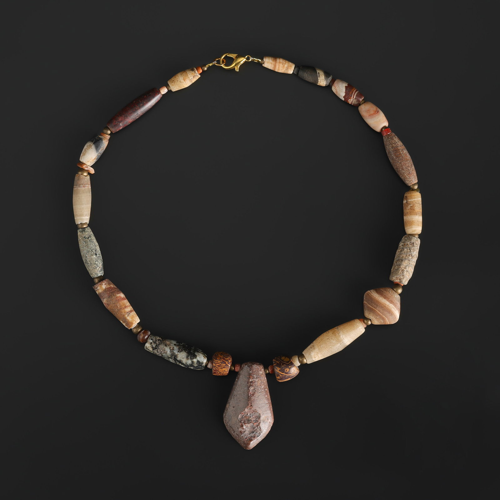 Ancient Greco Bactrian Agate Jasper Bead Necklace (1 of 5)