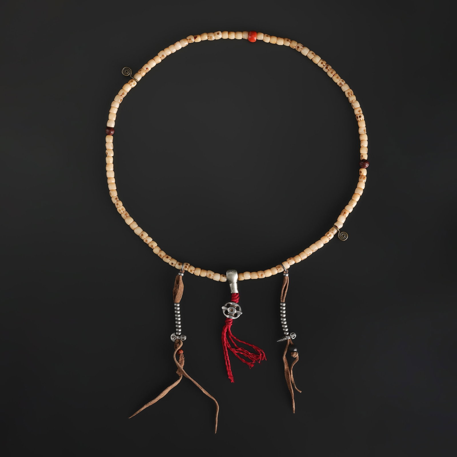 Tibetan Buddhism Mala Bone Prayer Beads Counter with Protective Amulets (1 of 5)