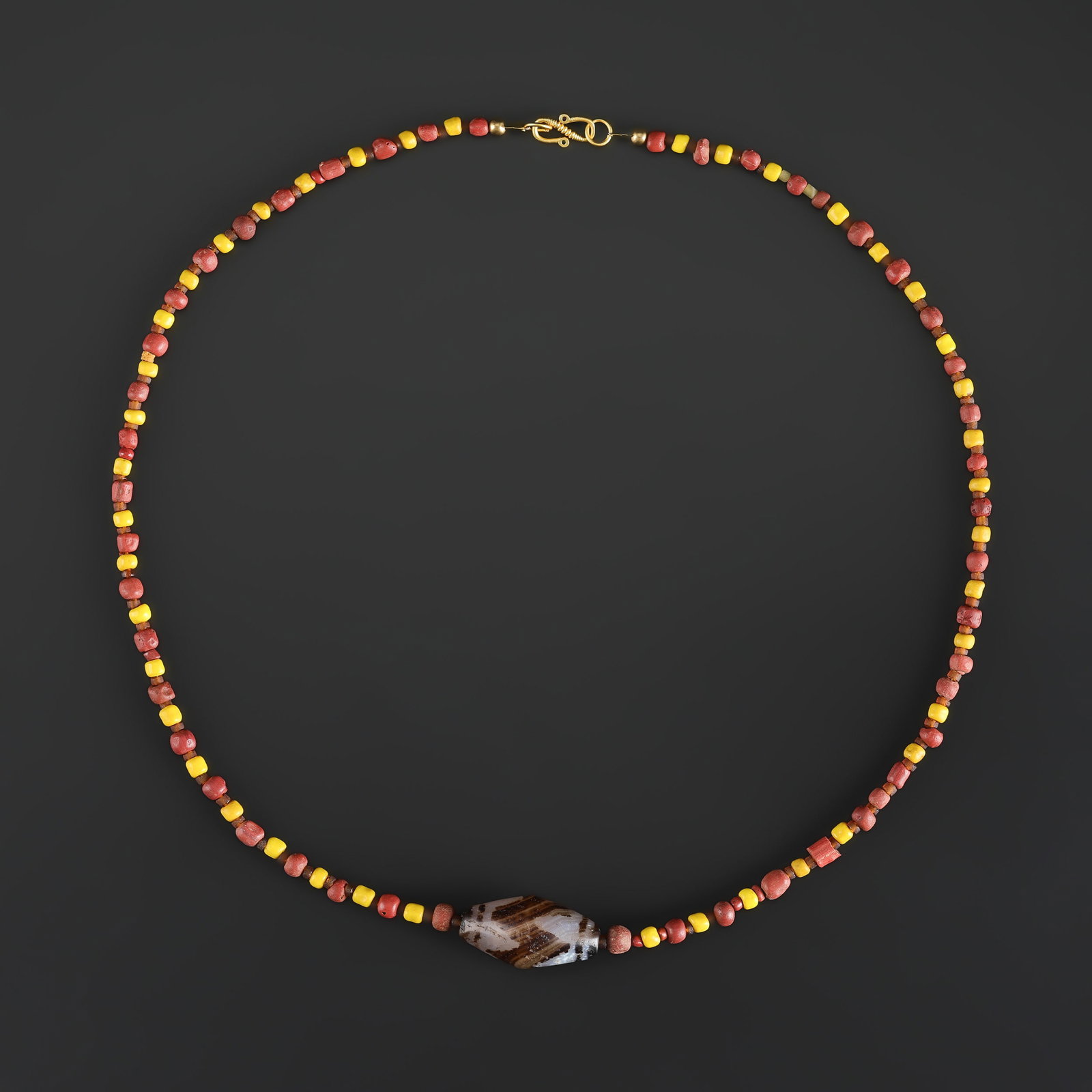 Collection of Antique Mix Material Old Agate Beads Necklace with Dzi Bead Pendant (1 of 5)
