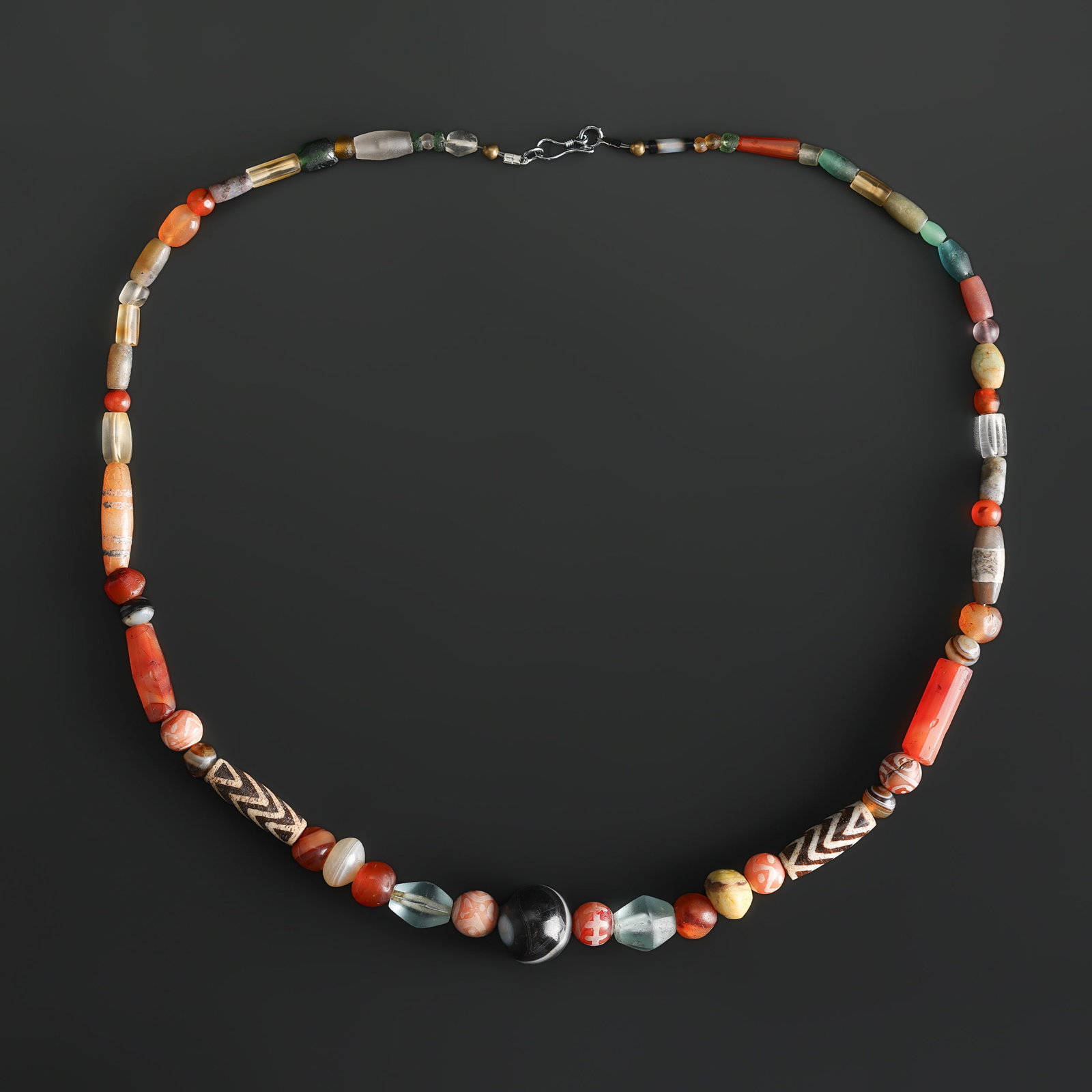 Collection of Antique Mix Material Old Beads Necklace: Fine Bead Necklace Collection of Antique Mix Material Old Beads Necklace. A desirable auction piece with appealing beadwork and collectible visual character. Well suited for ethnographic jewelry colle
