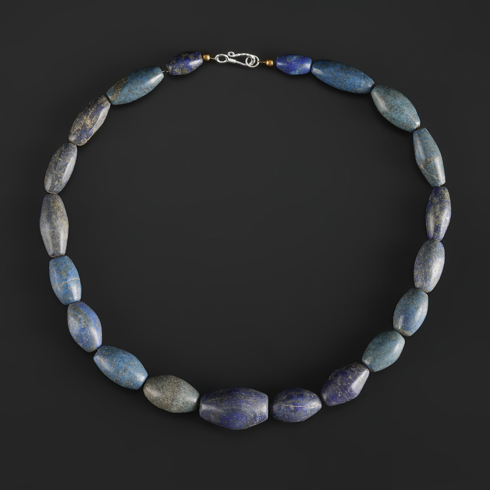 Old Natural Lapis Lazuli Unique Shaped Barrel Beads Necklace (1 of 5)