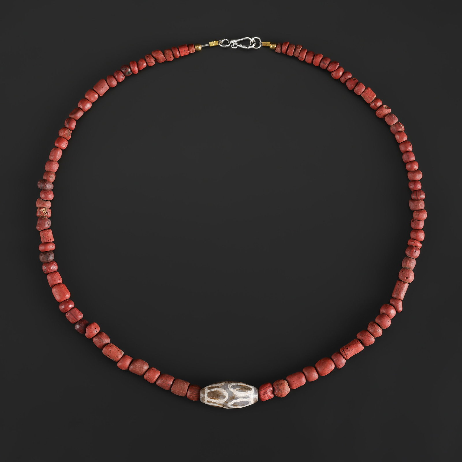 Antique Venetian Glass Trade Beads Necklace with Dzi Bead Pendant (1 of 5)