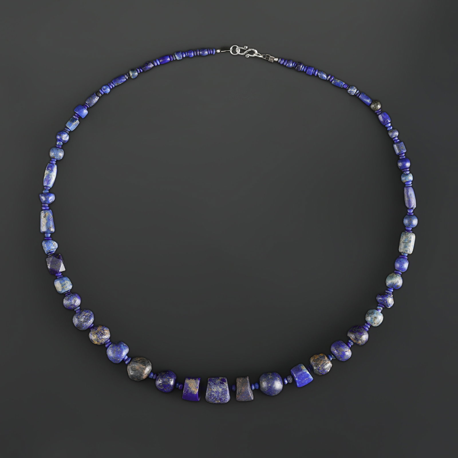 Collection of Antique Mixed Multi Shaped of Old Lapis Lazuli Beads Necklace: Fine Bead Necklace Collection of Antique Mixed Multi Shaped of Old Lapis Lazuli Beads Necklace. A desirable auction piece showing attractive natural color, texture, and character. Well suited for ethn