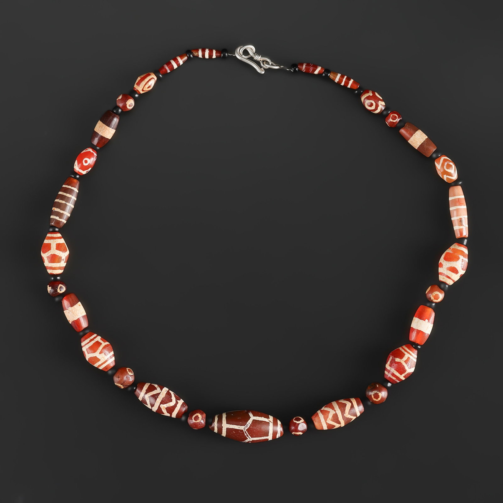 Antique Himalayan Tibetan Etched Carnelian Amulet Beads Necklace (1 of 5)