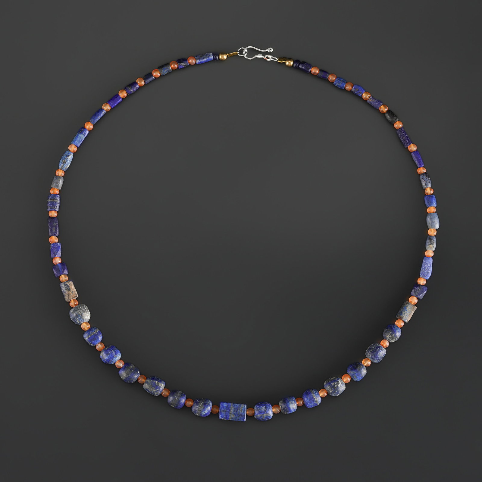 Gems Jewelry Carnelian Lapis Lazuli Old Antique Beads Necklace (1 of 5)