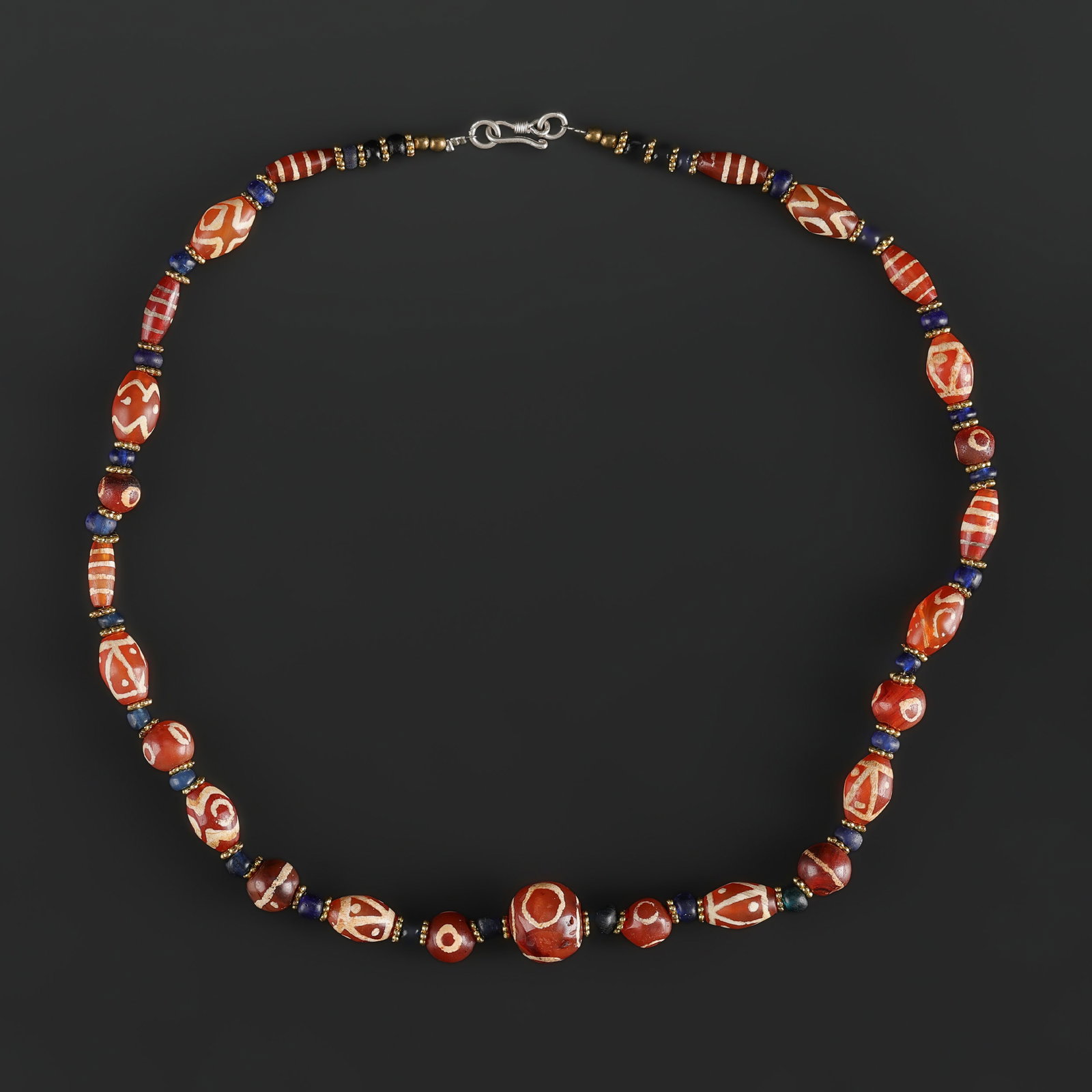 Himalayan Tibetan Tian Zhu Antique Decorated Etched Carnelian Beads Necklace (1 of 5)