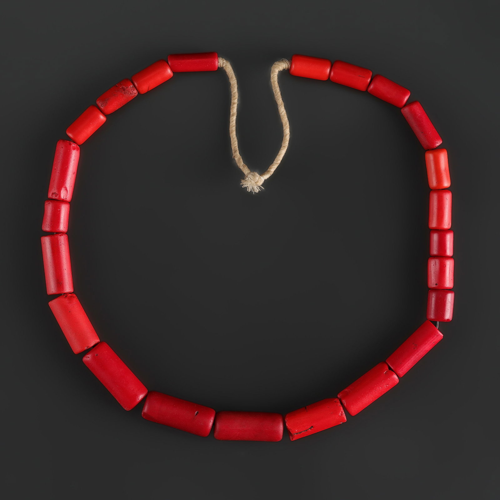Old Bohemian Glass Red Trade Beads Necklace: Fine Bead Necklace Old Bohemian Glass Red Trade Beads Necklace. A desirable auction piece with appealing beadwork and collectible visual character. Well suited for ethnographic jewelry collectors, dis