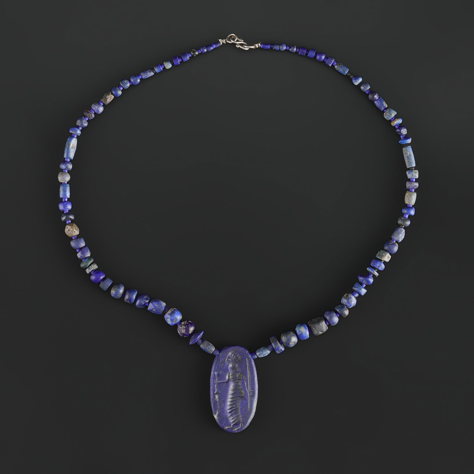 Near Eastern Ancient Greek Roman Jewelry Lapis Stone Intaglio Old Beads Necklace (1 of 5)