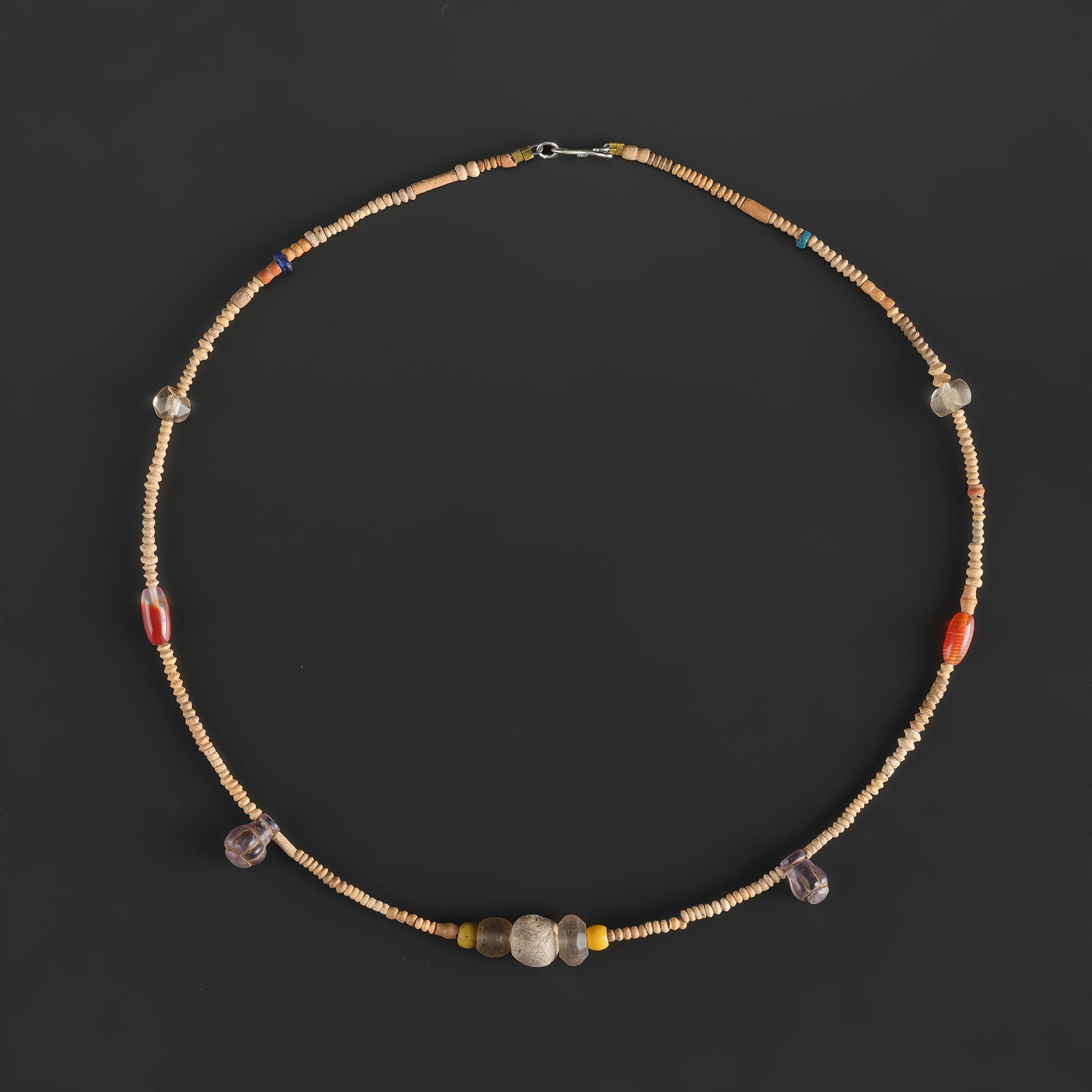 Collection of Antique Mix Material Old Beads Necklace: Fine Bead Necklace Collection of Antique Mix Material Old Beads Necklace. A desirable auction piece with appealing beadwork and collectible visual character. Well suited for ethnographic jewelry colle