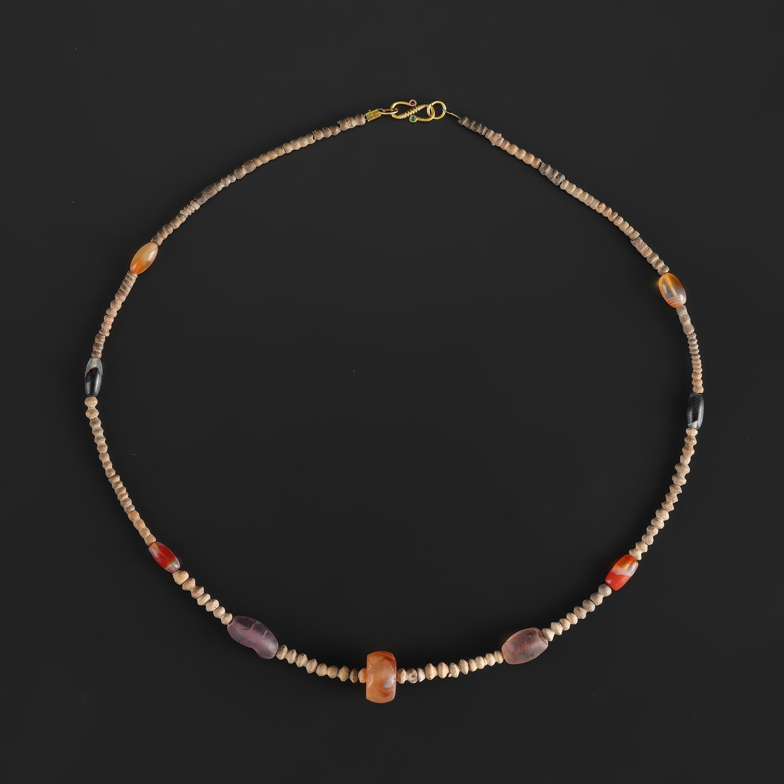 Collection of Antique Mix Material Old Beads Necklace: Fine Bead Necklace Collection of Antique Mix Material Old Beads Necklace. A desirable auction piece with appealing beadwork and collectible visual character. Well suited for ethnographic jewelry colle