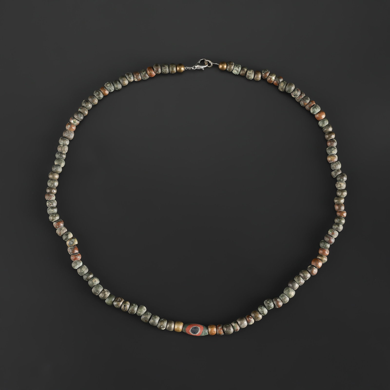 Traditional Vintage Jewelry Antique Ancient Bronze, Mosaic Glass Beads Necklace: Fine Bead Necklace Traditional Vintage Jewelry Antique Ancient Bronze, Mosaic Glass Beads Necklace. A desirable auction piece with appealing beadwork and collectible visual character. Well suited for 