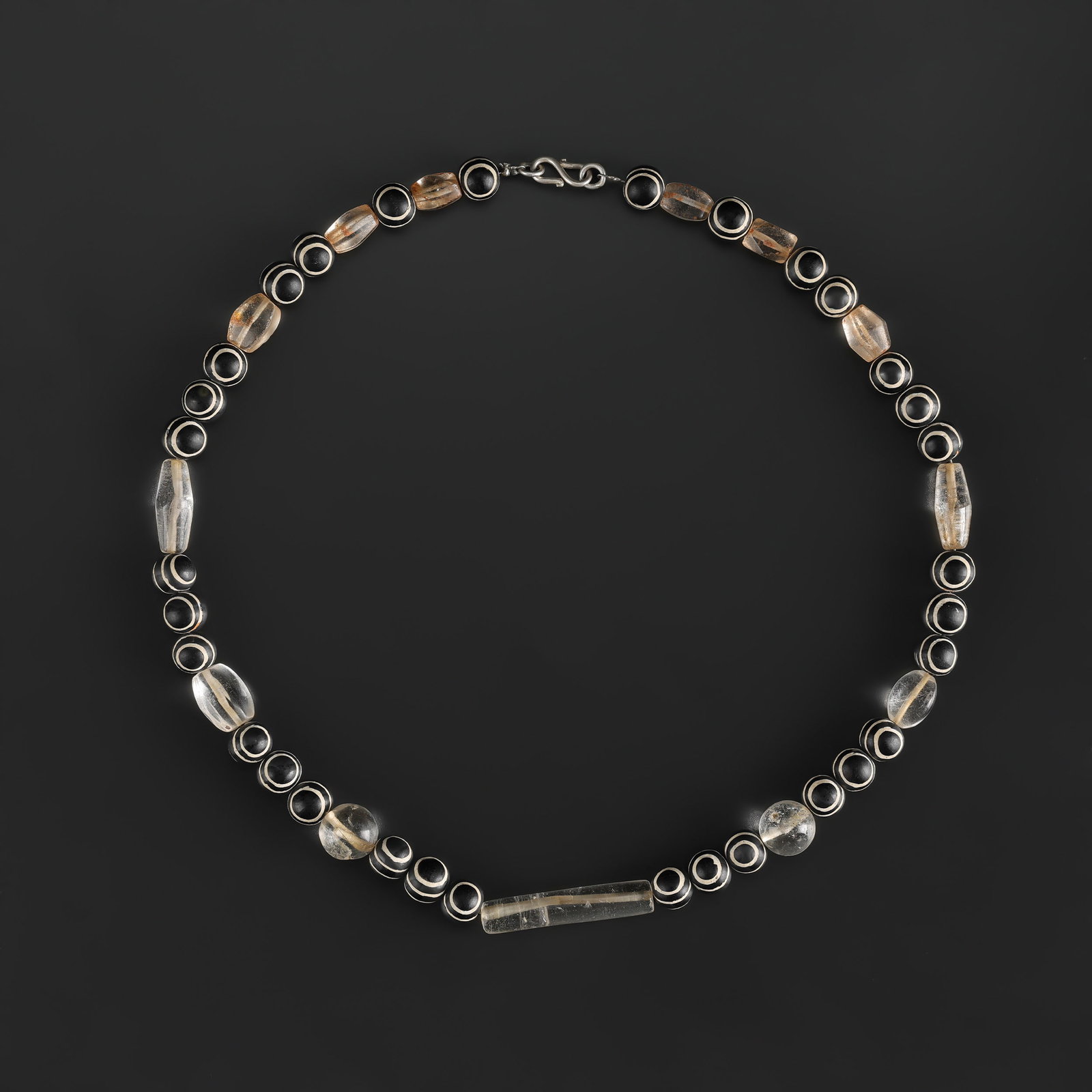 South East Asian Eyes Pattern Agate Crystal Quartz Traditional Lucky Stone Beads: Fine Bead Necklace South East Asian Eyes Pattern Agate Crystal Quartz Traditional Lucky Stone Beads. A desirable auction piece showing attractive natural color, texture, and character. Well suited for