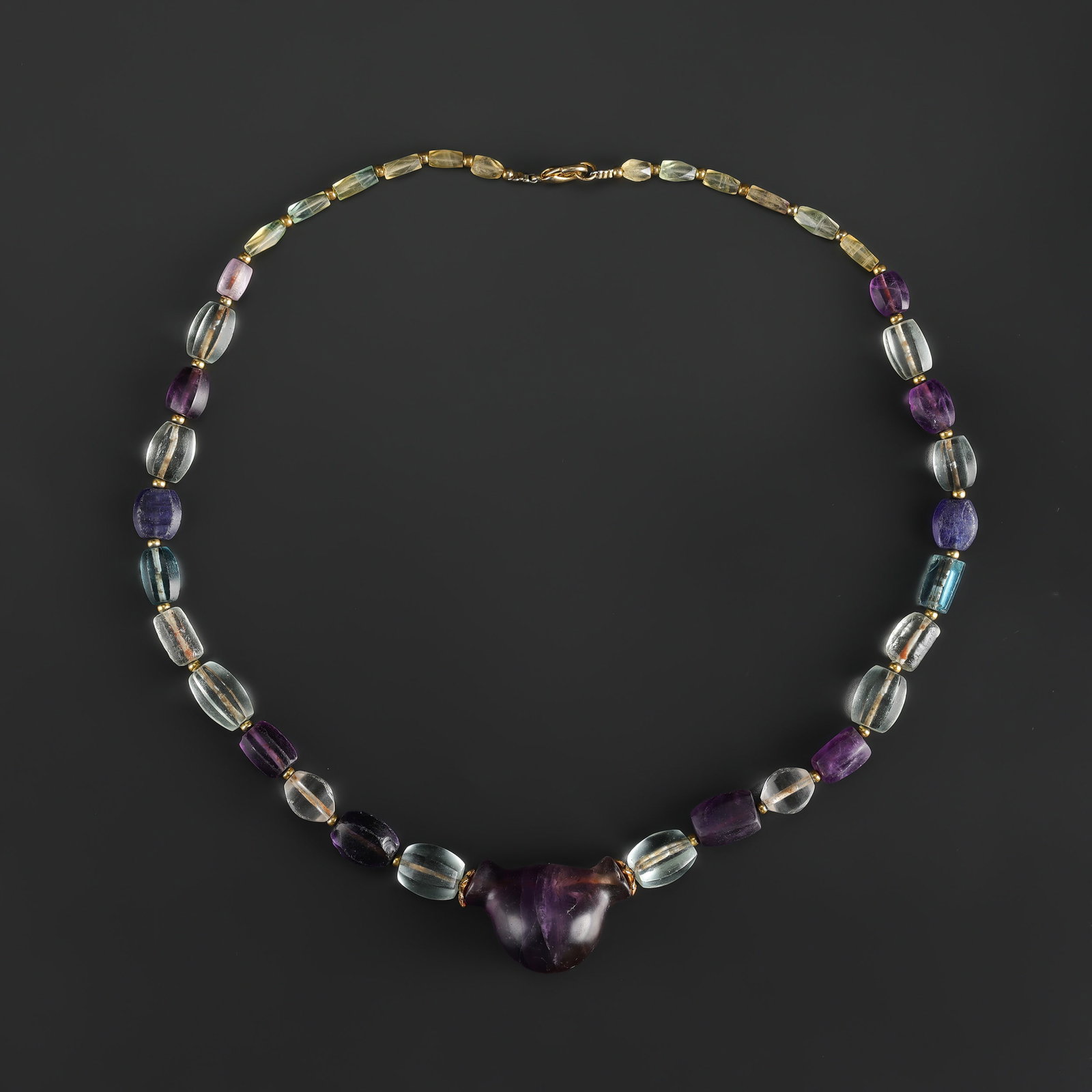 Amethyst & Glass Beaded Necklace, Rare Gemstone Jewelry (1 of 4)