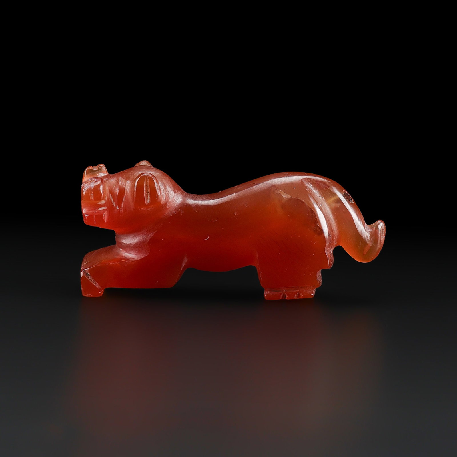 Southeast Asia Carnelian Pyu Tiger Ancient Loose Bead: Fine Bead Southeast Asia Carnelian Pyu Tiger Ancient Loose Bead. A desirable auction piece showing attractive natural color, texture, and character. Well suited for ethnographic jewelry collectors, di