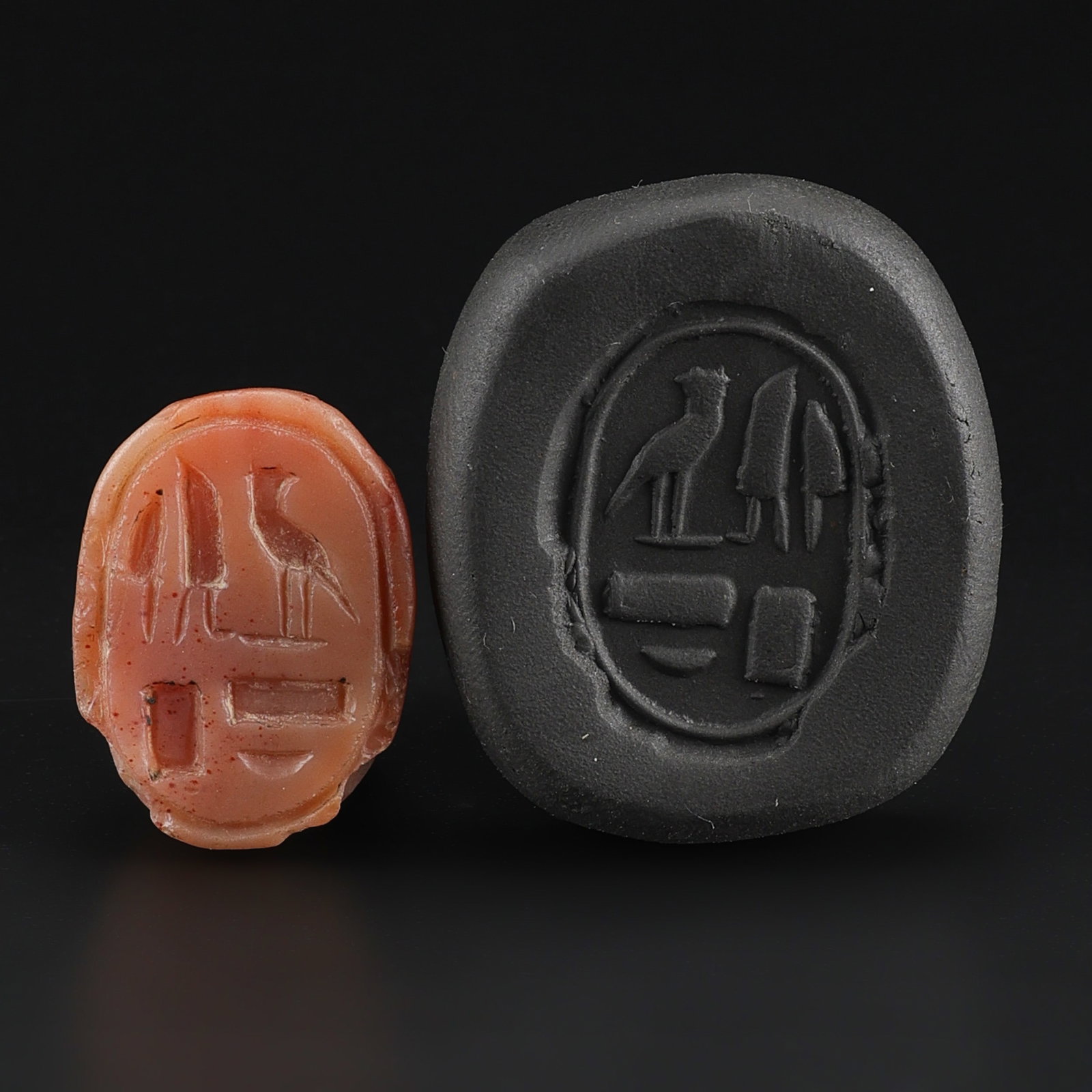 Ancient Egyptian Scarab Seal Amulet Carnelian Bead (1 of 4)