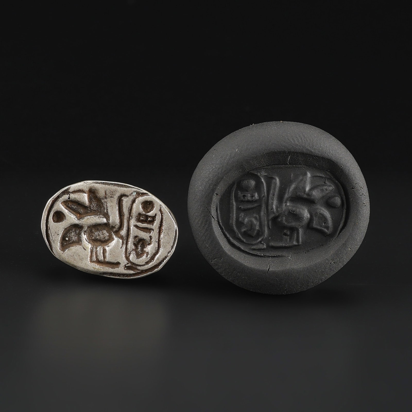 Ancient Egyptian Scarab Seal Amulet Silver Bead (1 of 4)