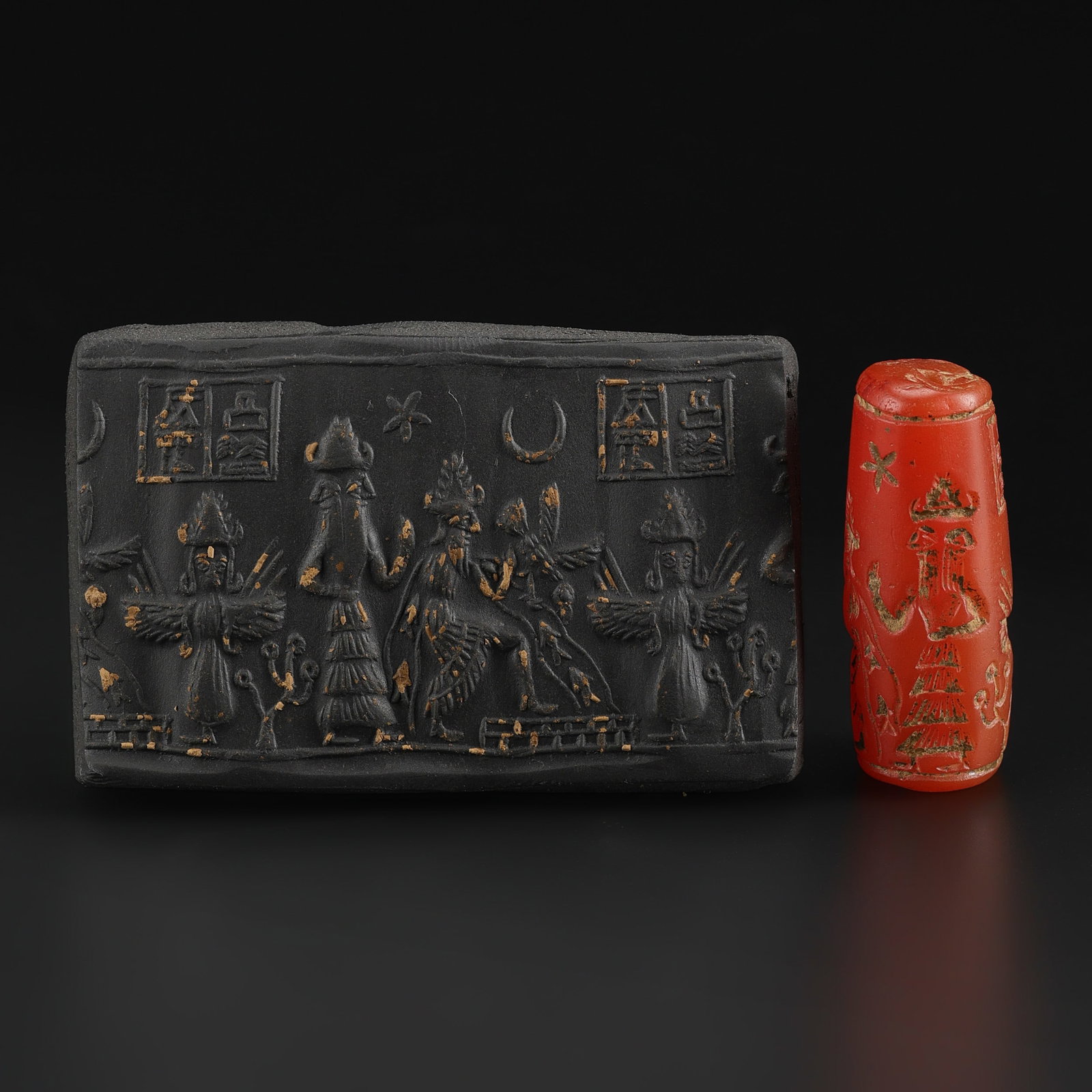 Medieval Intaglio Carnelian Stone Seal Cylinder Stamp Bead (1 of 5)