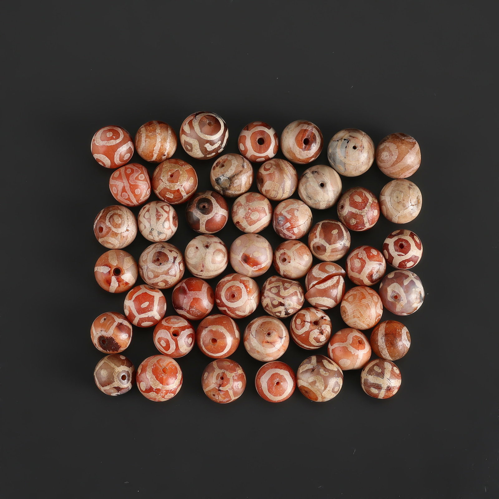 Collection of Antique Old Etched Carnellian Beads Lot (1 of 4)