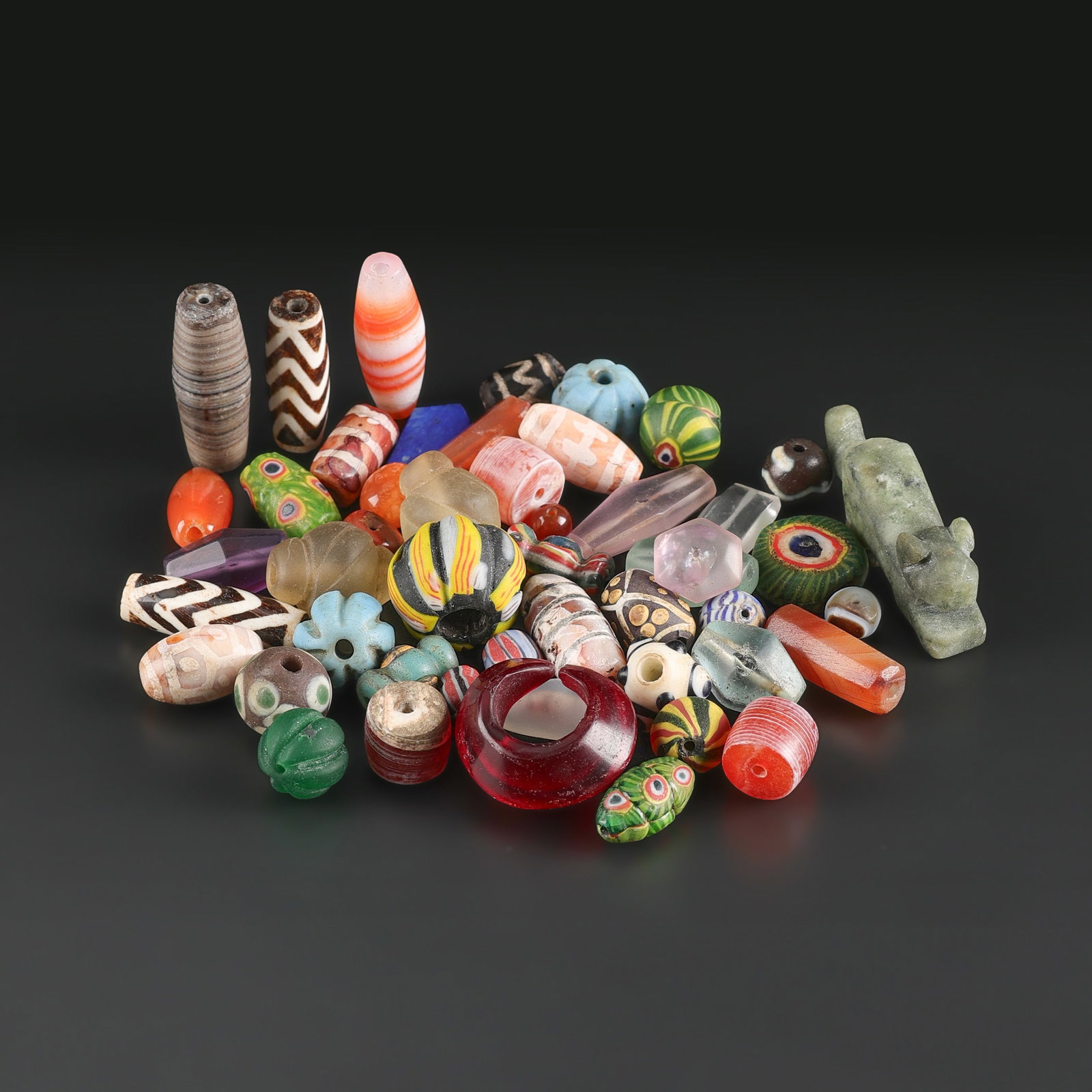 Collection of Antique Mix Old Beads Lot: Fine Bead Group Collection of Antique Mix Old Beads Lot. A desirable auction piece with appealing beadwork and collectible visual character. Well suited for ethnographic jewelry collectors, display, o