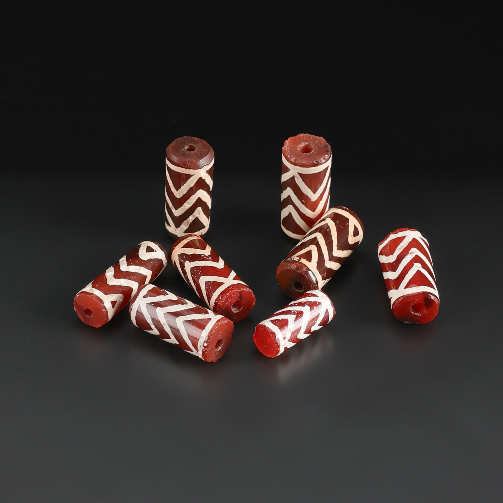 Antique Himalayan Dzi Etched Carnelian Agate Beads (1 of 4)