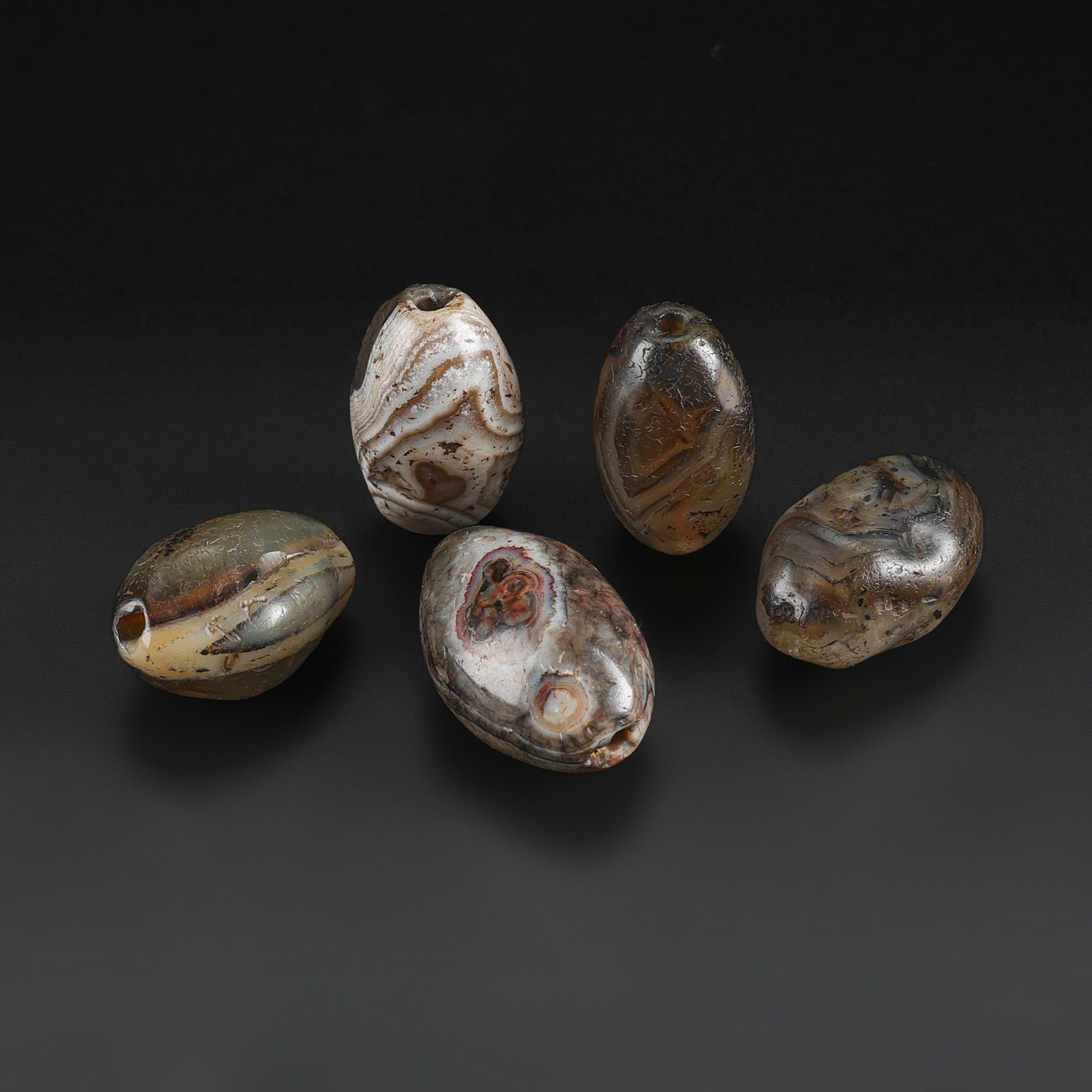 Group of Ancient Old Banded Agate Beads Lot (1 of 4)