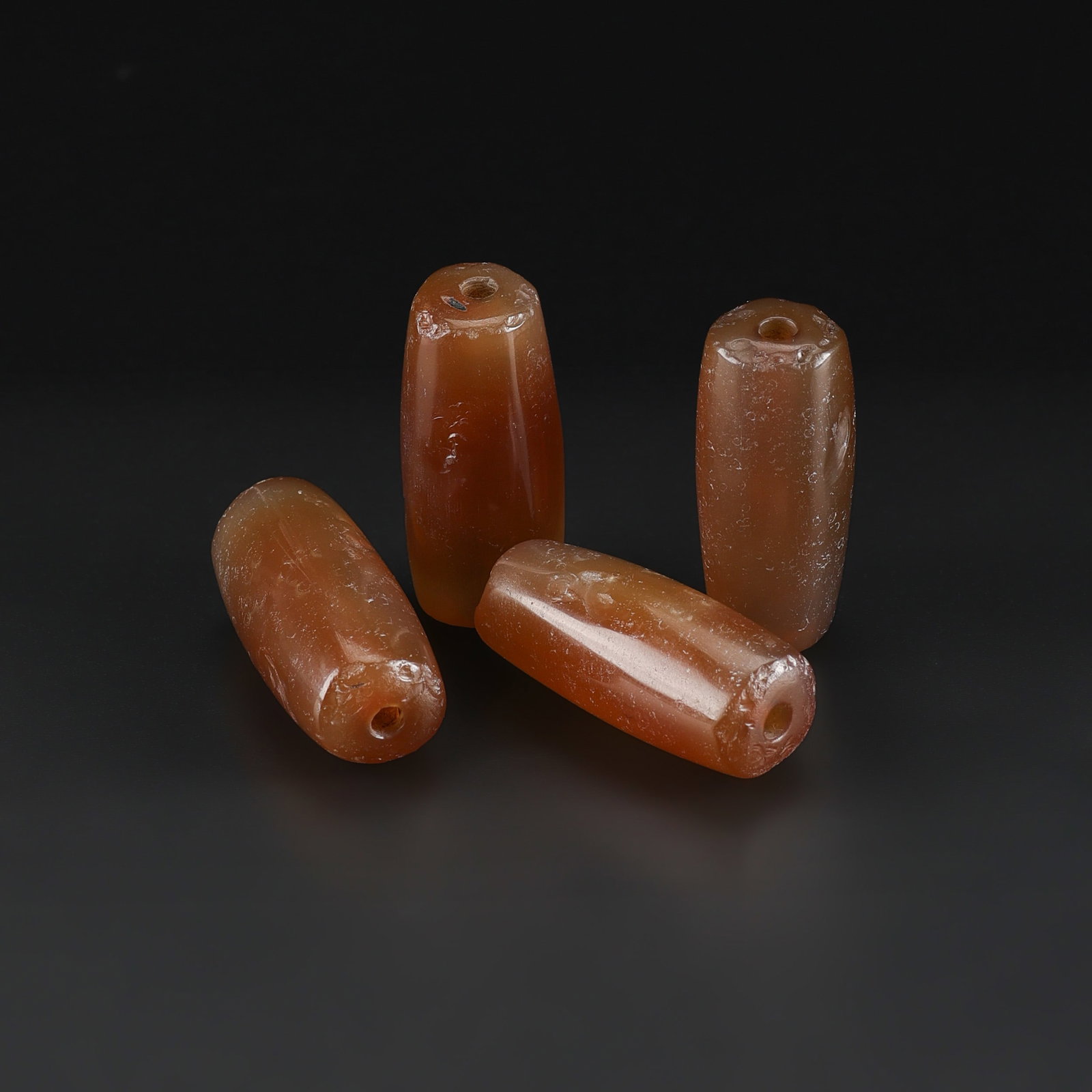 Group of Antique Himalayan Tibetan Agate Beads: Fine Bead Group Group of Antique Himalayan Tibetan Agate Beads. A desirable auction piece showing attractive natural color, texture, and character. Well suited for Tibetan and Himalayan collectors, di