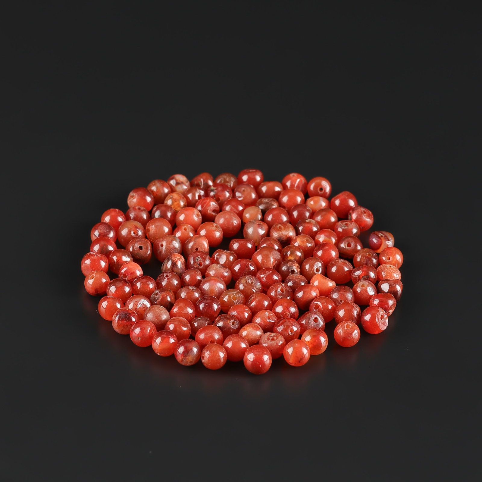 Collection of Antique Old Carnellian Beads Lot: Fine Bead Group Collection of Antique Old Carnellian Beads Lot. A desirable auction piece with appealing beadwork and collectible visual character. Well suited for ethnographic jewelry collectors, dis