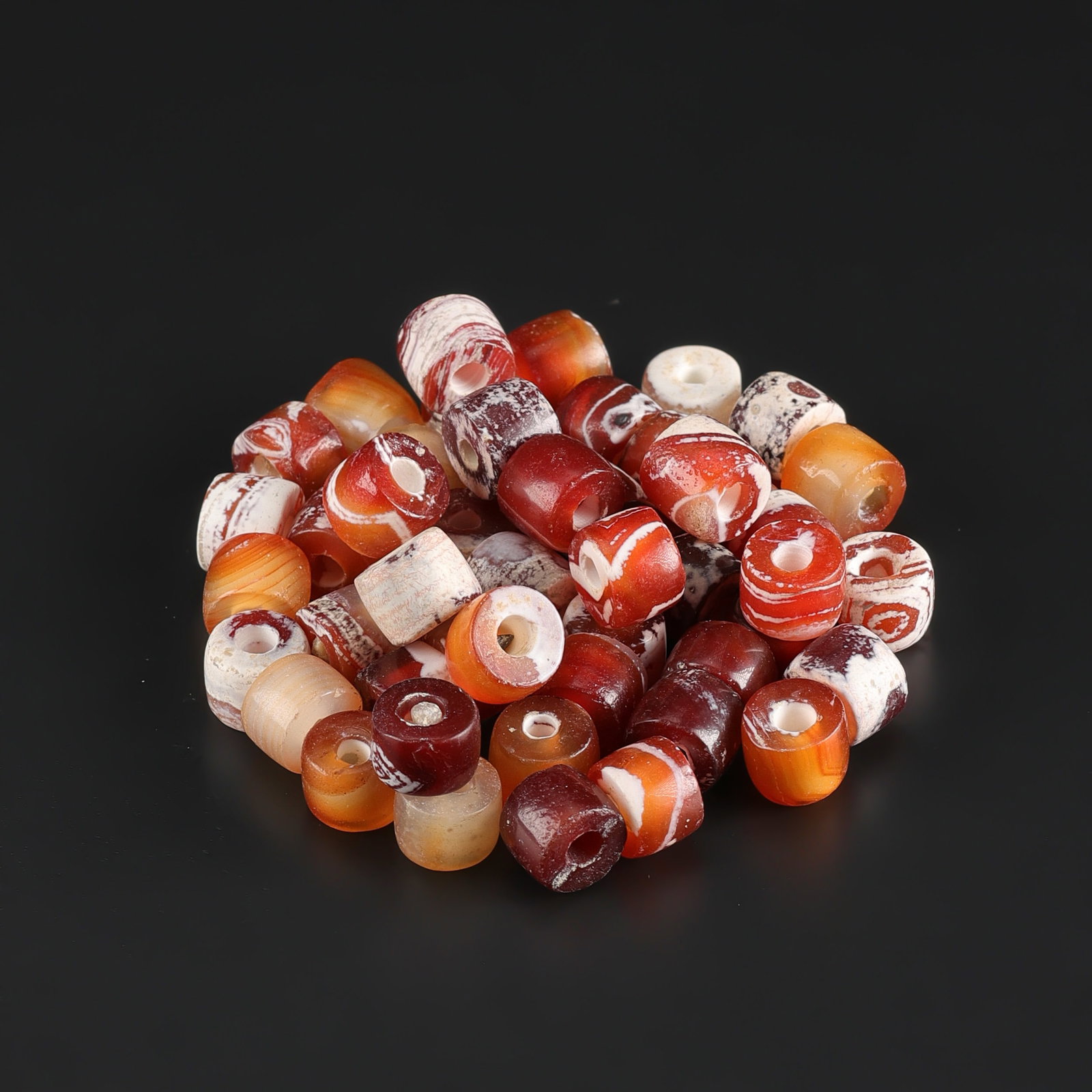 Collection of Antique Himalayan Old Tube Carnellian Beads Lot (1 of 4)